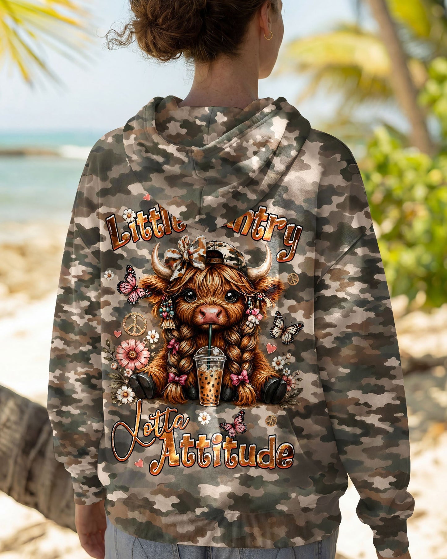 LITTLE COUNTRY LOTTA ATTITUDE COW ALL OVER PRINT  - TLHG0906262