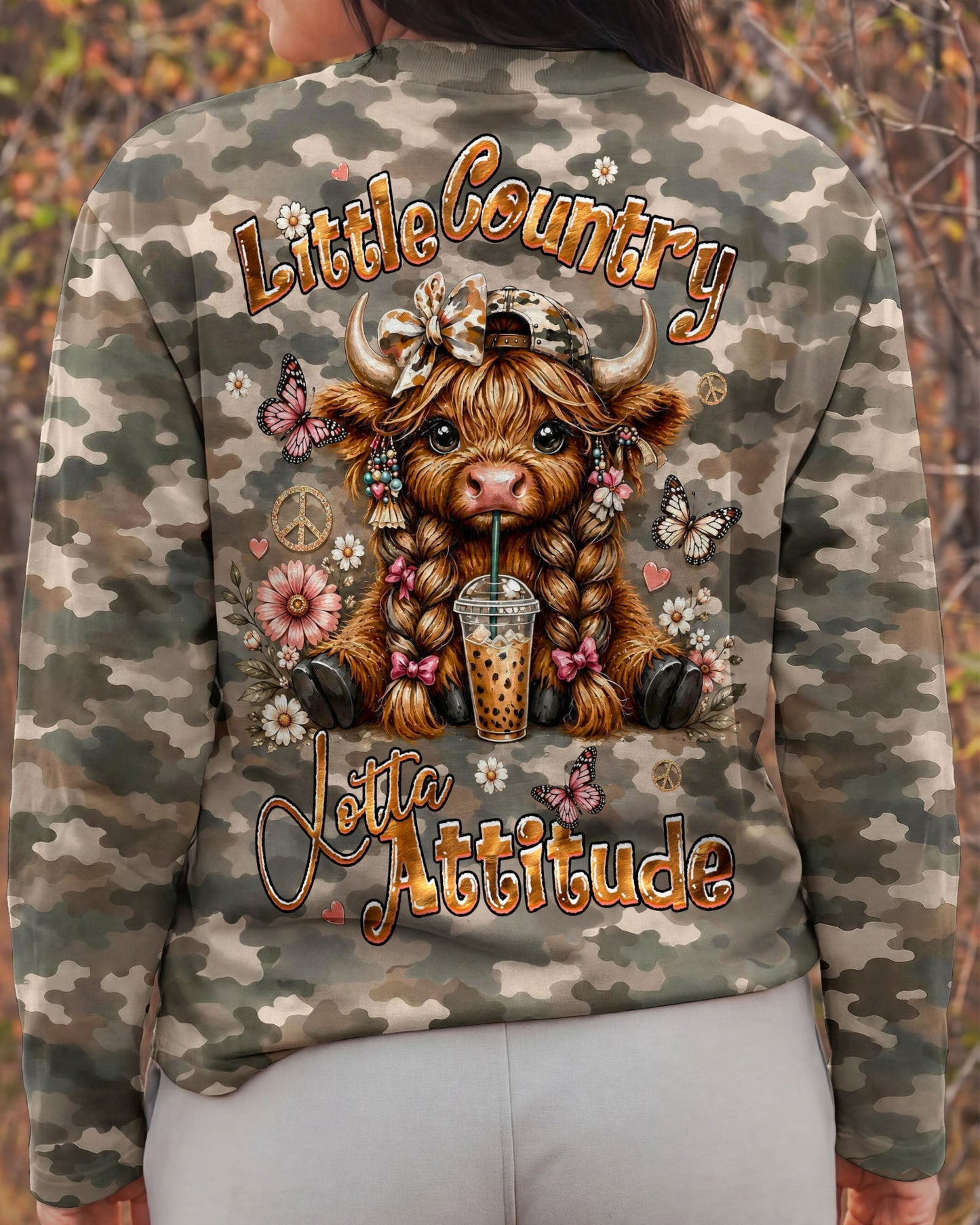 LITTLE COUNTRY LOTTA ATTITUDE COW ALL OVER PRINT  - TLHG0906262