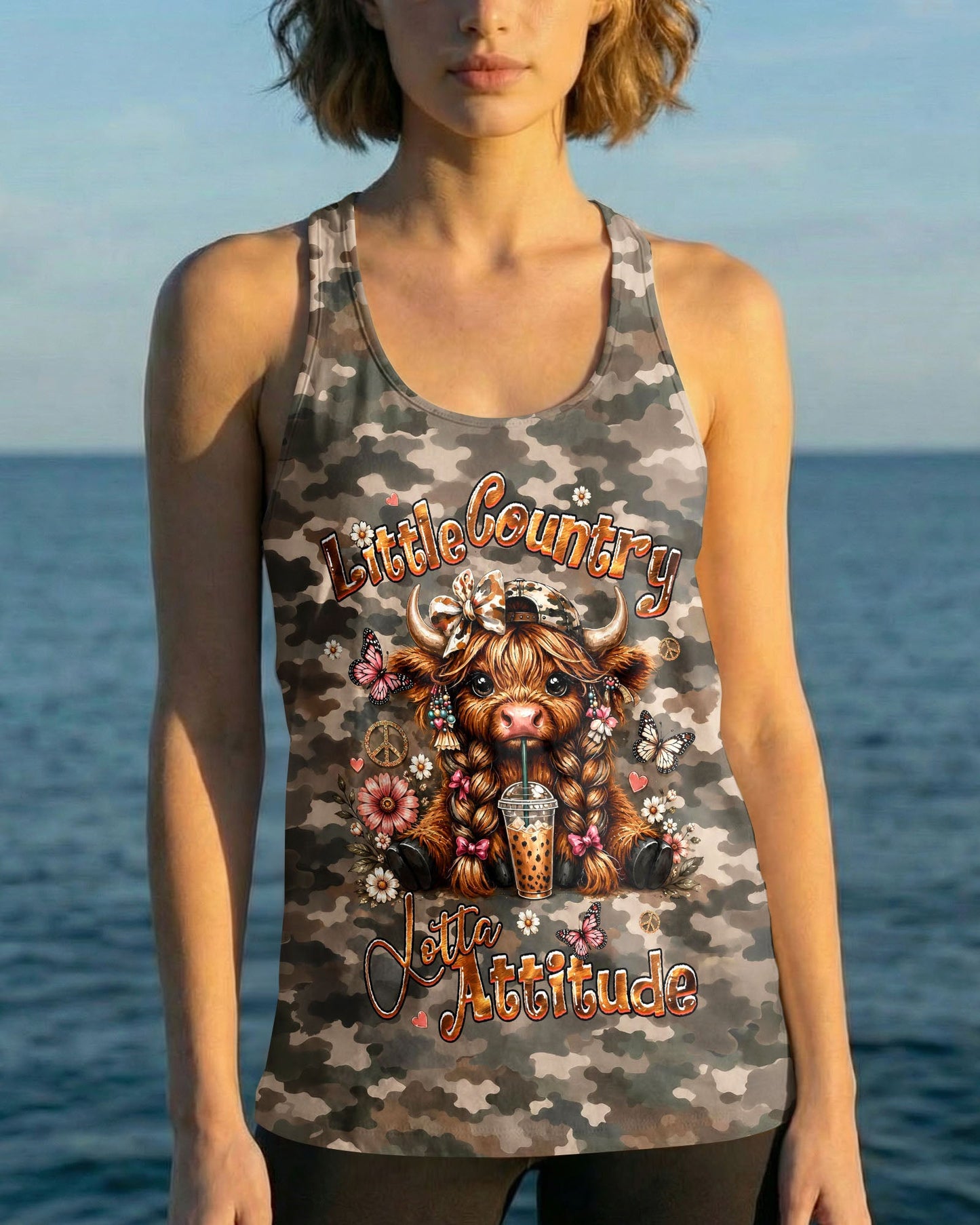 LITTLE COUNTRY LOTTA ATTITUDE COW ALL OVER PRINT  - TLHG0906262