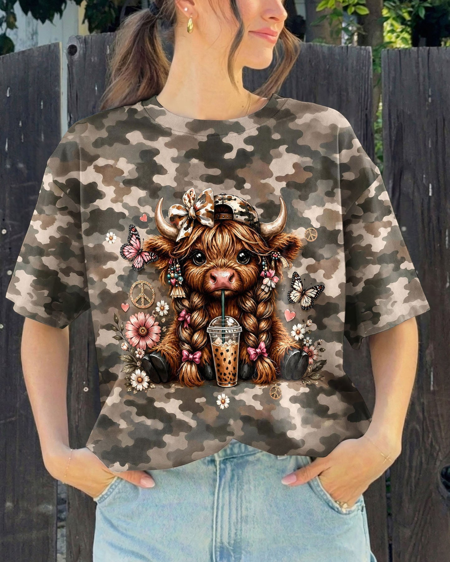 LITTLE COUNTRY LOTTA ATTITUDE COW ALL OVER PRINT  - TLHG0906262