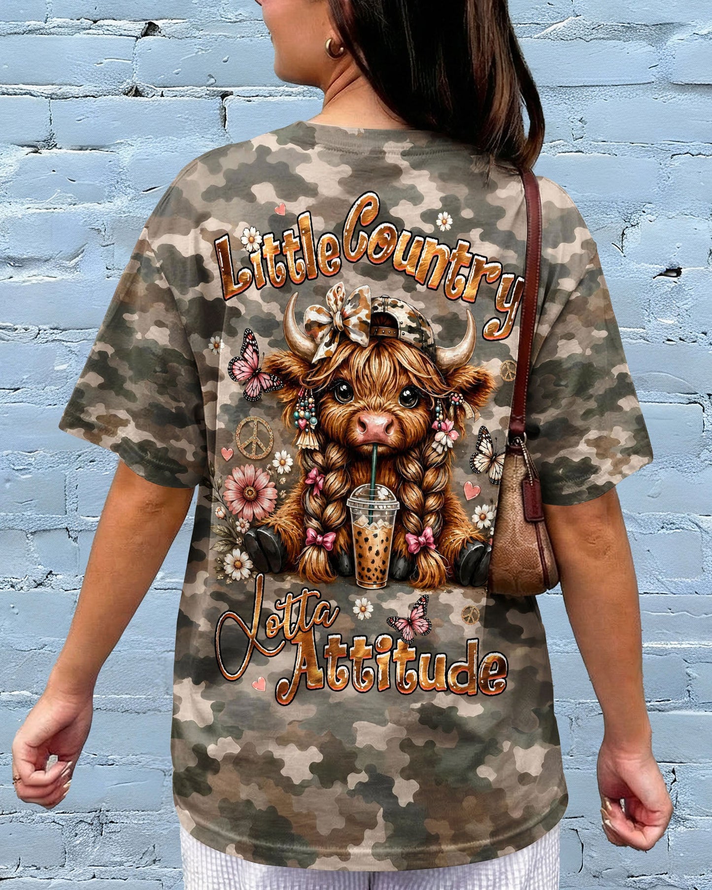 LITTLE COUNTRY LOTTA ATTITUDE COW ALL OVER PRINT  - TLHG0906262