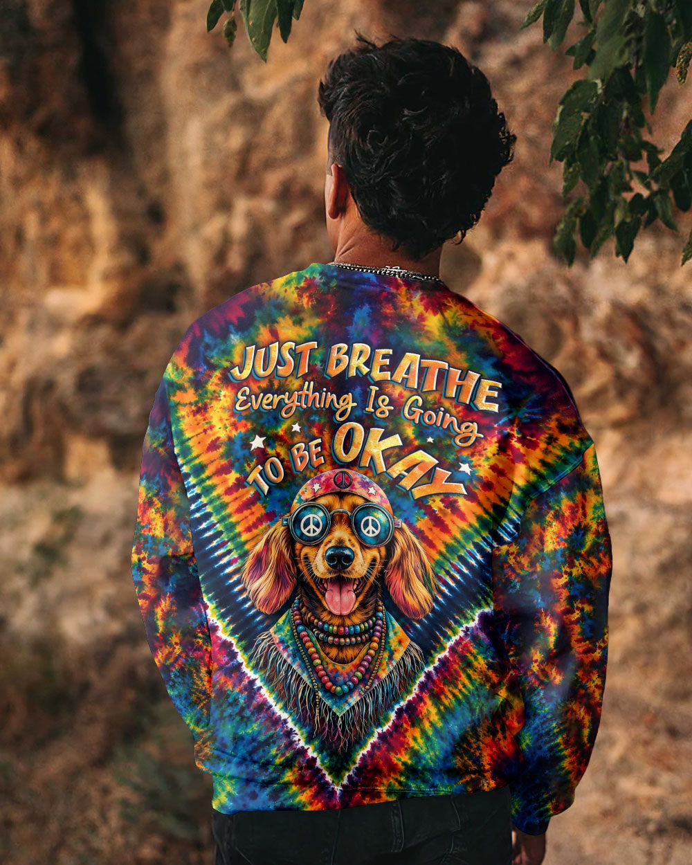 JUST BREATHE BOHO DACHSHUND DOG ALL OVER PRINT - TLHG1205262