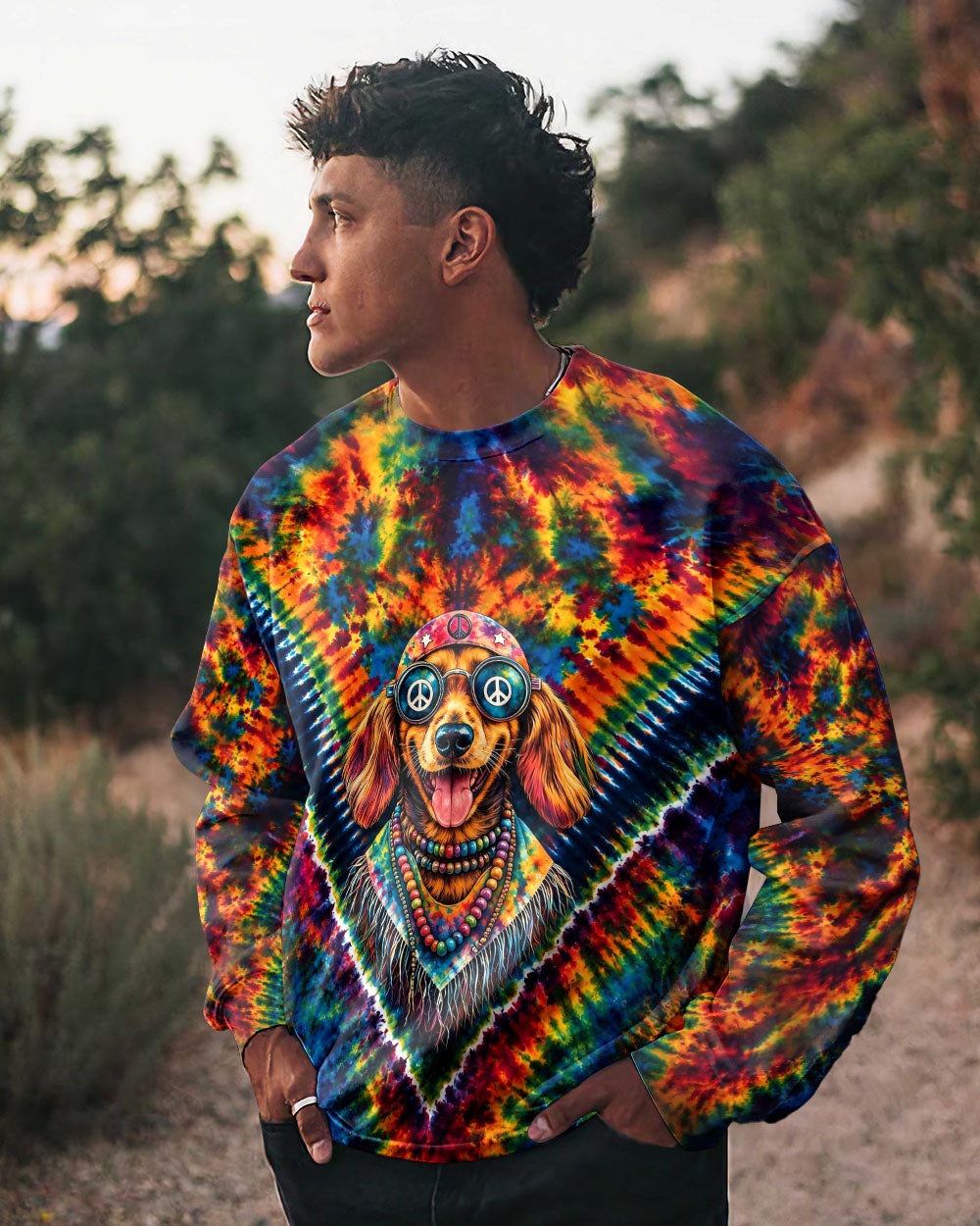 JUST BREATHE BOHO DACHSHUND DOG ALL OVER PRINT - TLHG1205262
