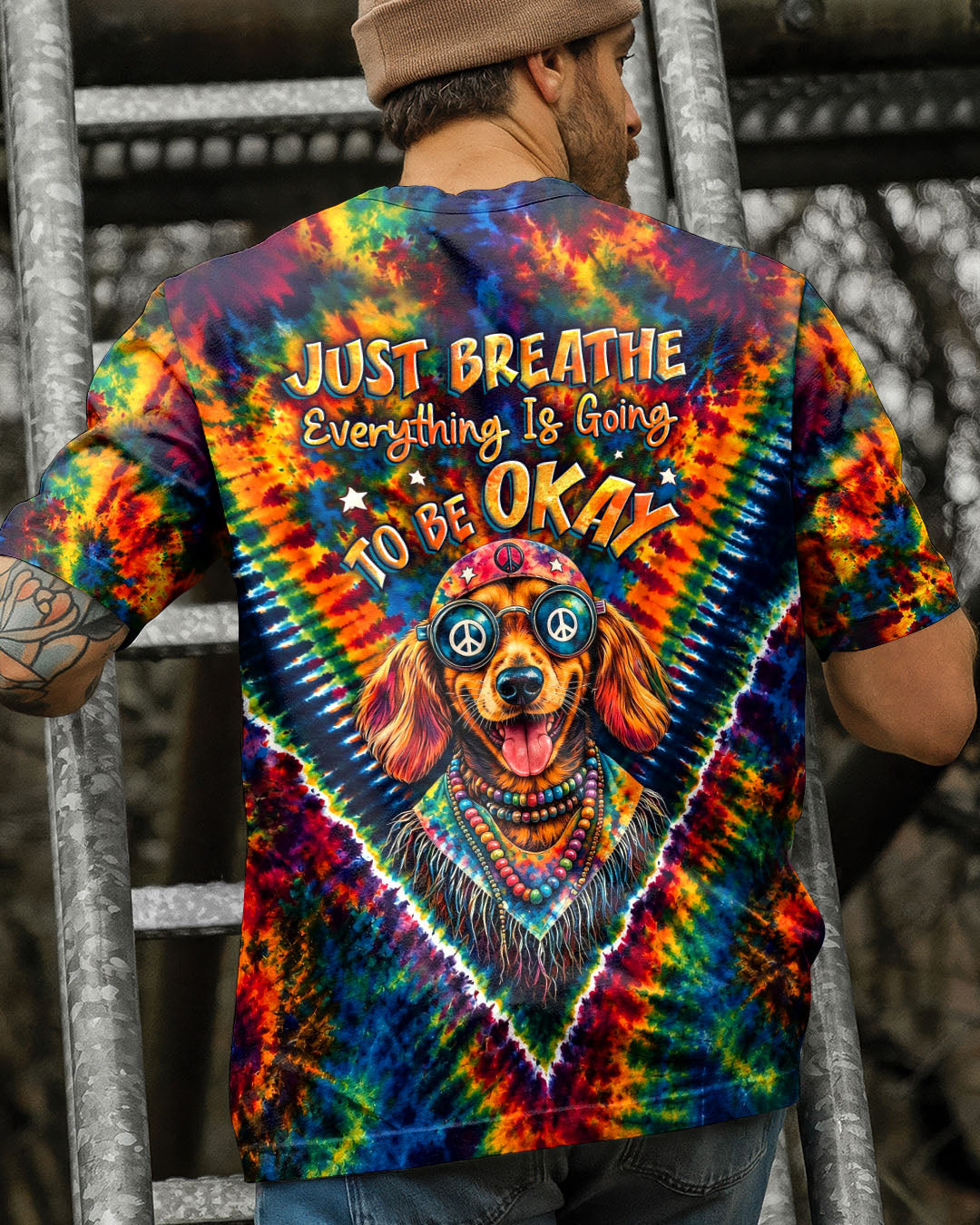 JUST BREATHE BOHO DACHSHUND DOG ALL OVER PRINT - TLHG1205262