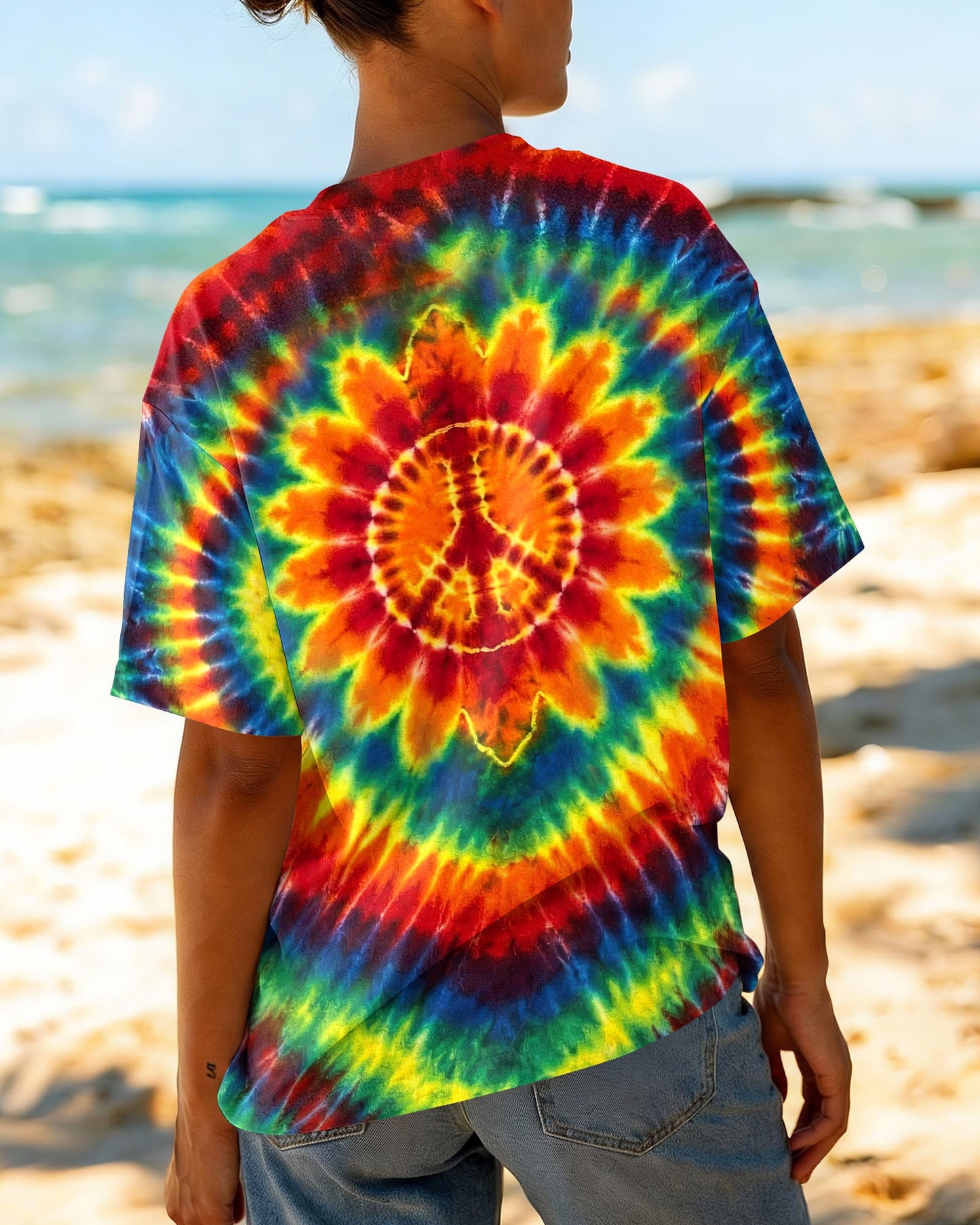 HEART SUNFLOWER COLORFUL SWIRL ALL OVER PRINT  - TLHG1504264