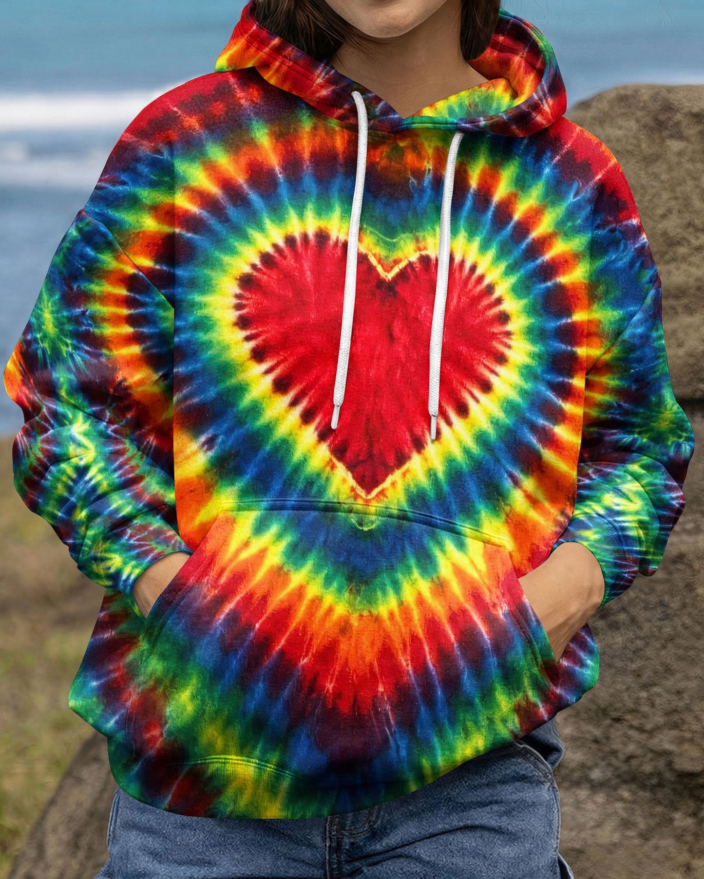 HEART SUNFLOWER COLORFUL SWIRL ALL OVER PRINT  - TLHG1504264