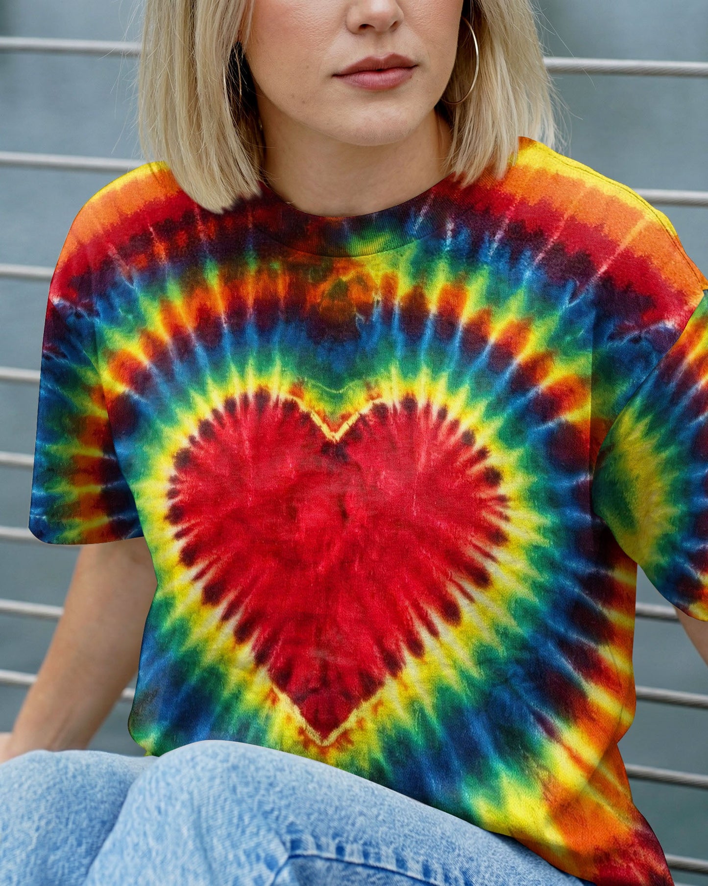 HEART SUNFLOWER COLORFUL SWIRL ALL OVER PRINT  - TLHG1504264
