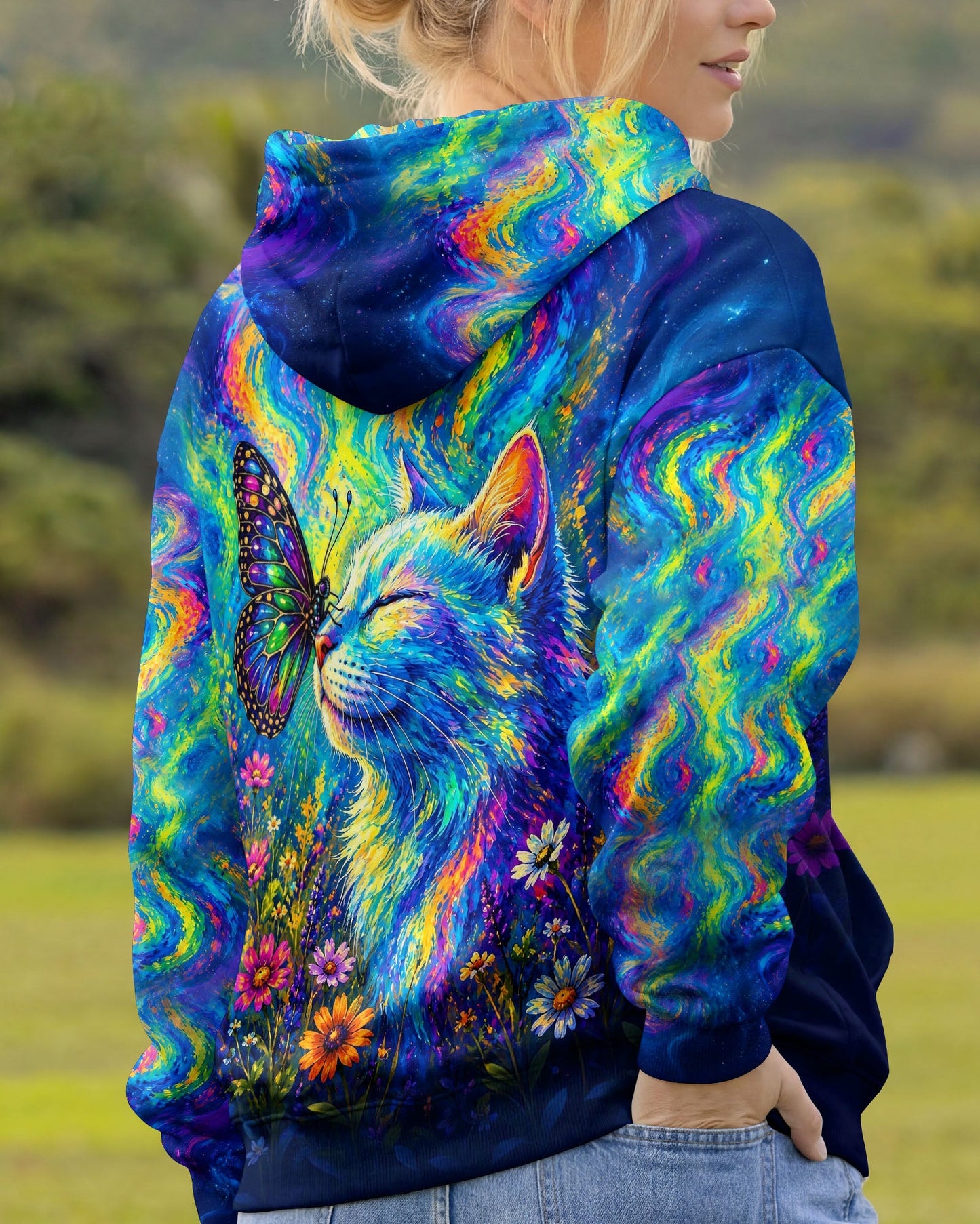 CAT WITH BUTTERFLY  ALL OVER PRINT  - TLHG1805261