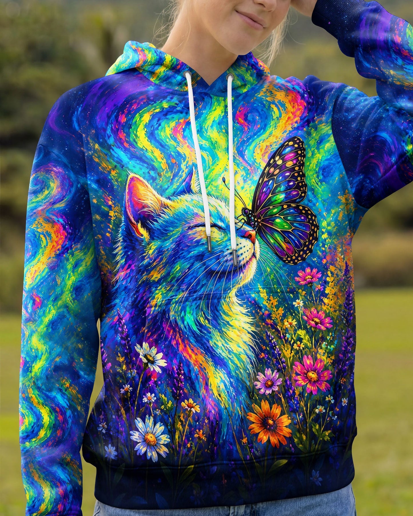 CAT WITH BUTTERFLY  ALL OVER PRINT  - TLHG1805261