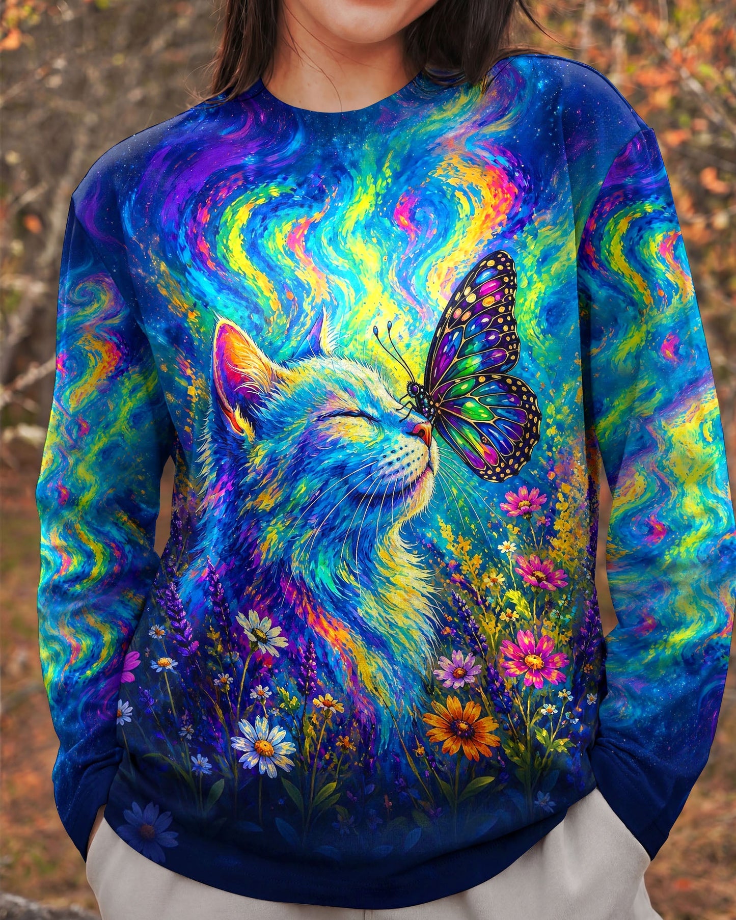 CAT WITH BUTTERFLY  ALL OVER PRINT  - TLHG1805261
