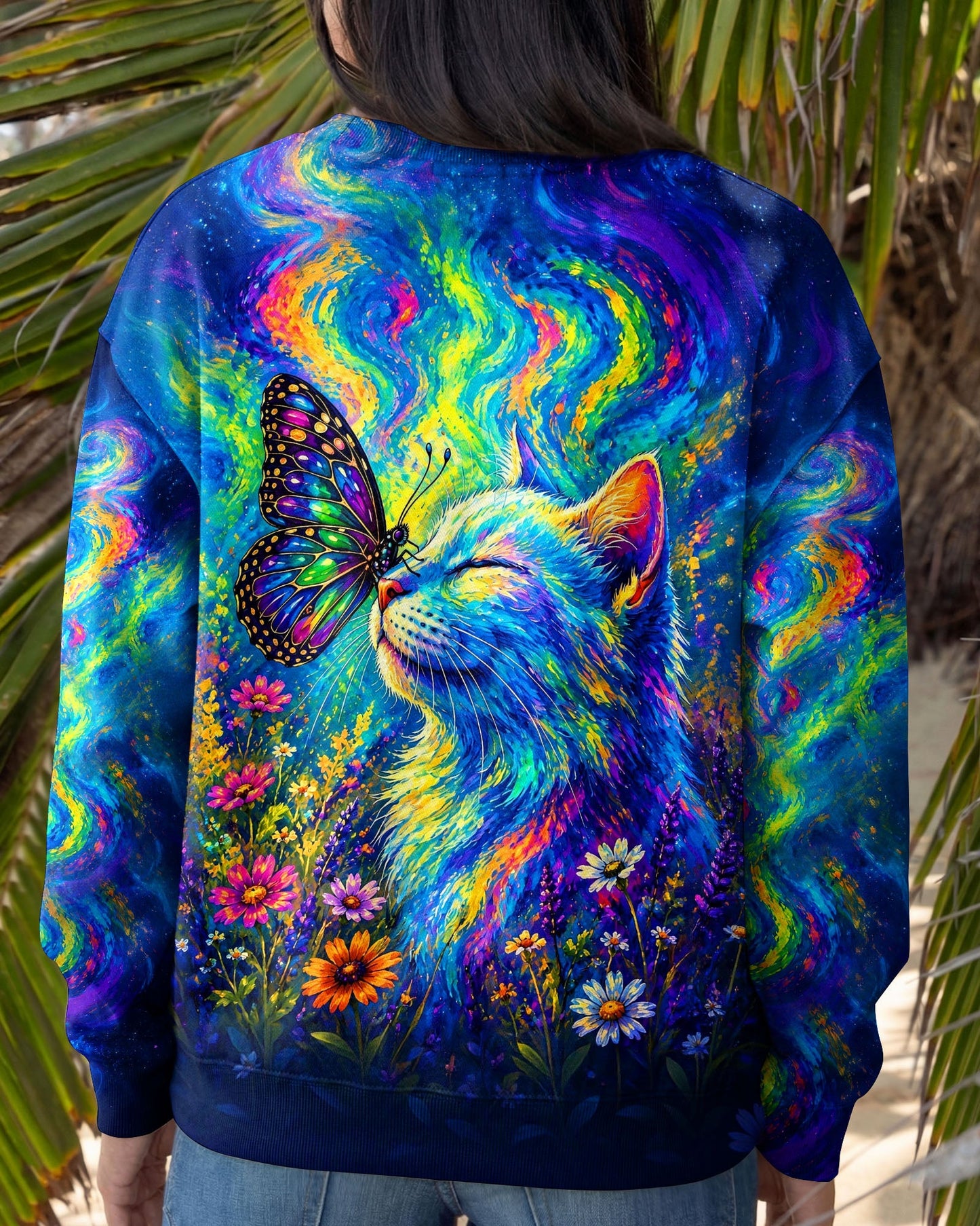 CAT WITH BUTTERFLY  ALL OVER PRINT  - TLHG1805261