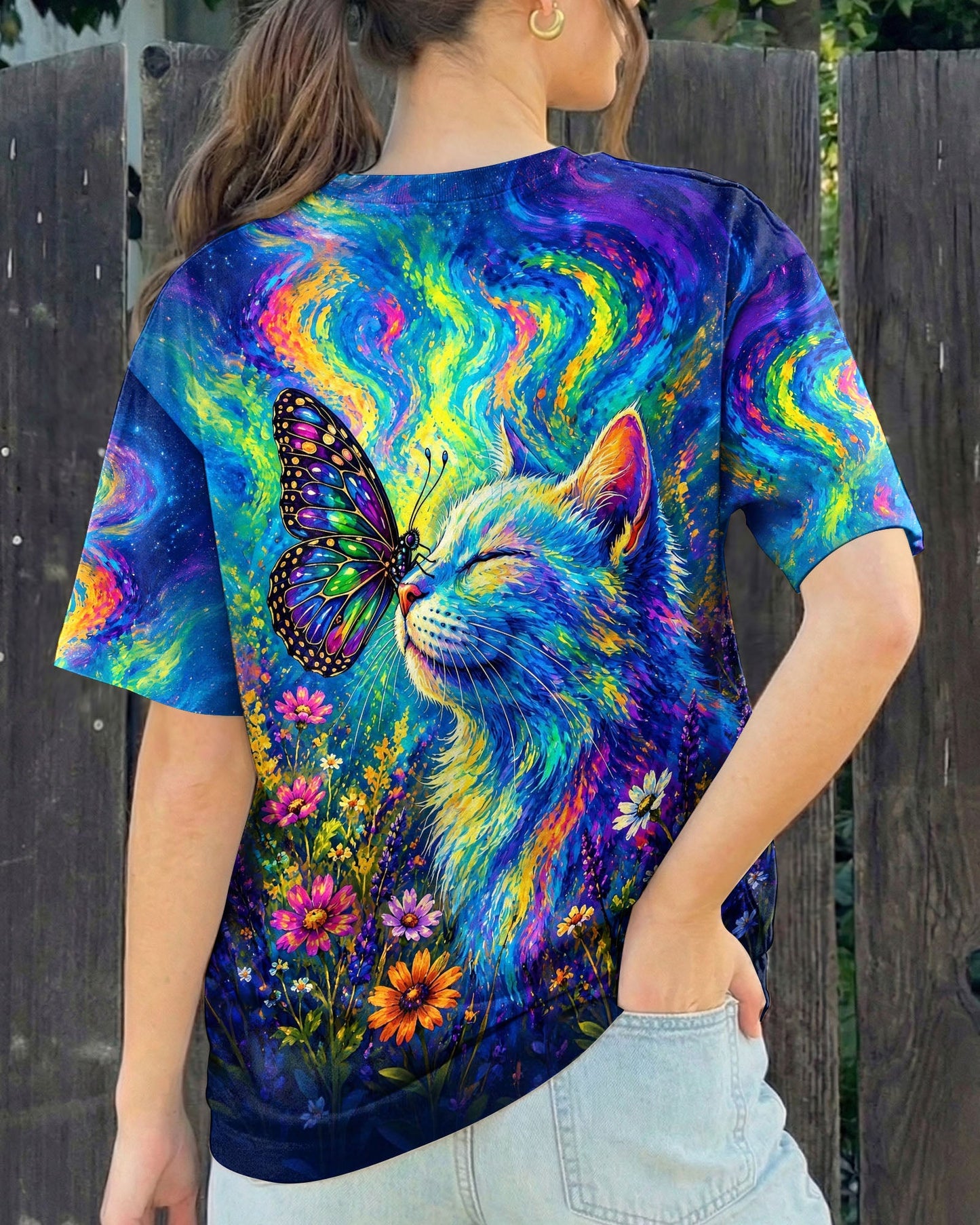 CAT WITH BUTTERFLY  ALL OVER PRINT  - TLHG1805261