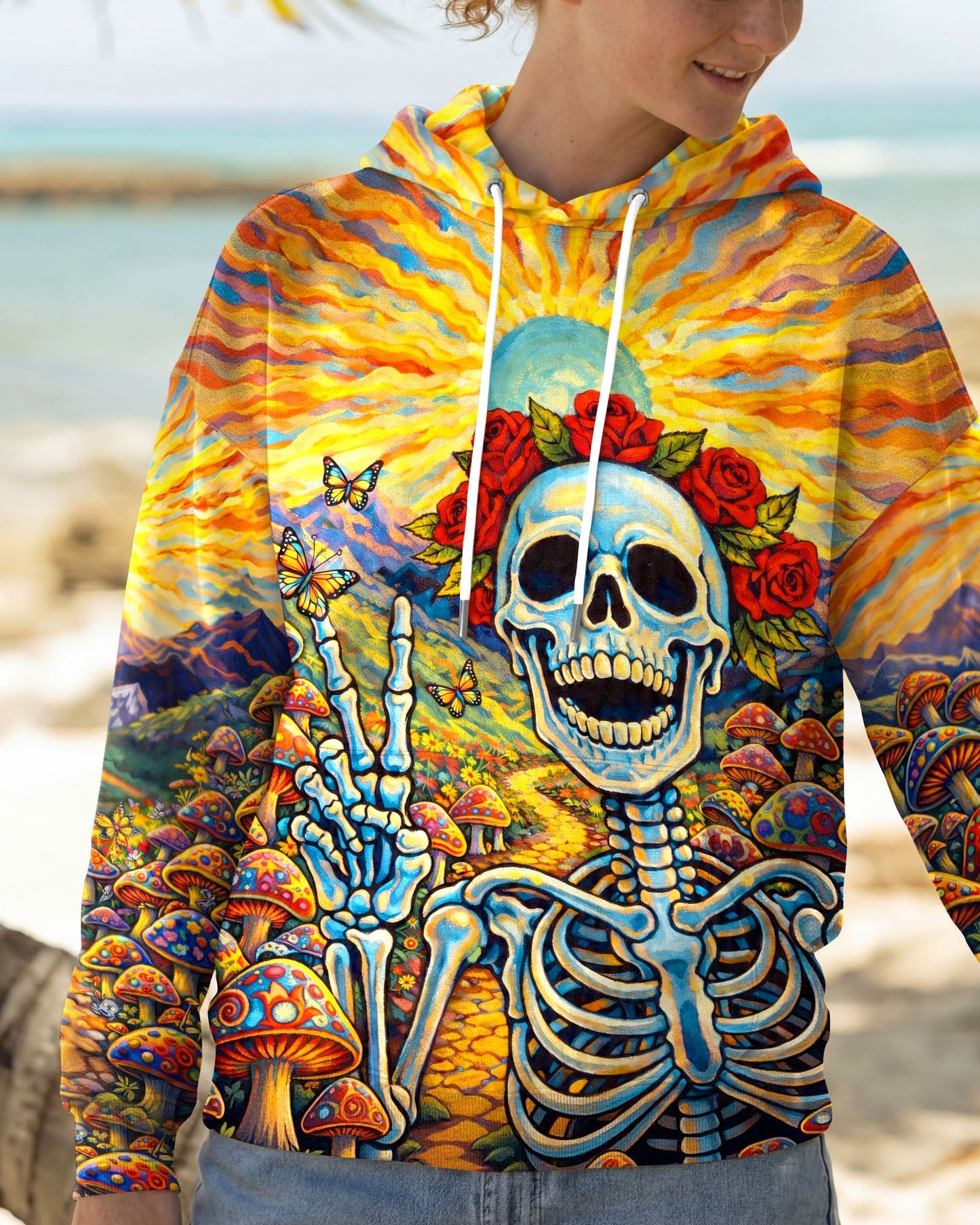 JOYFUL SKELETON SKULL HIPPIE ALL OVER PRINT  - TLHG2004263