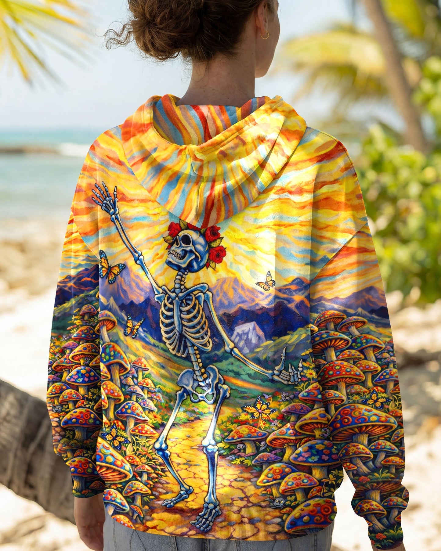 JOYFUL SKELETON SKULL HIPPIE ALL OVER PRINT  - TLHG2004263