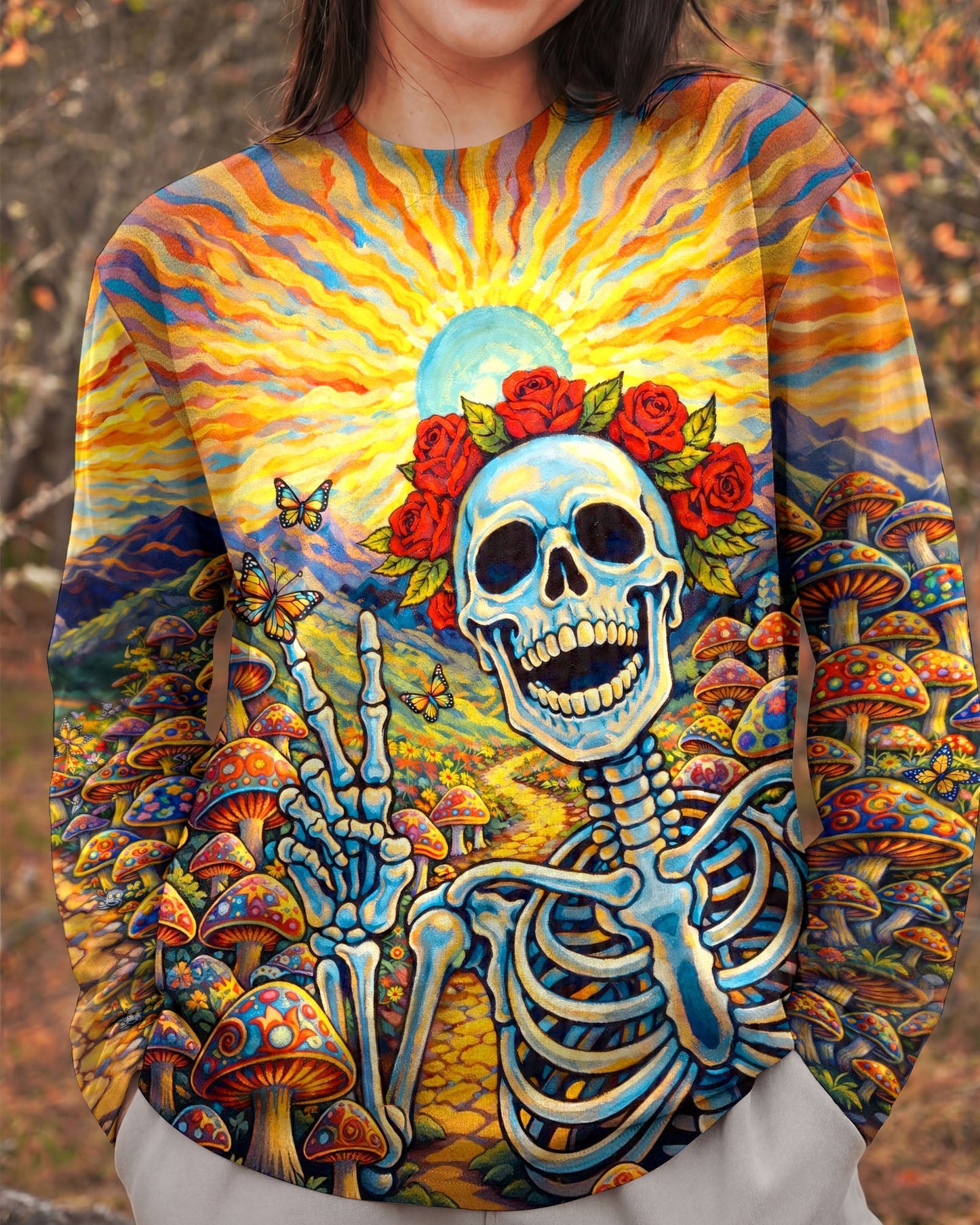 JOYFUL SKELETON SKULL HIPPIE ALL OVER PRINT  - TLHG2004263