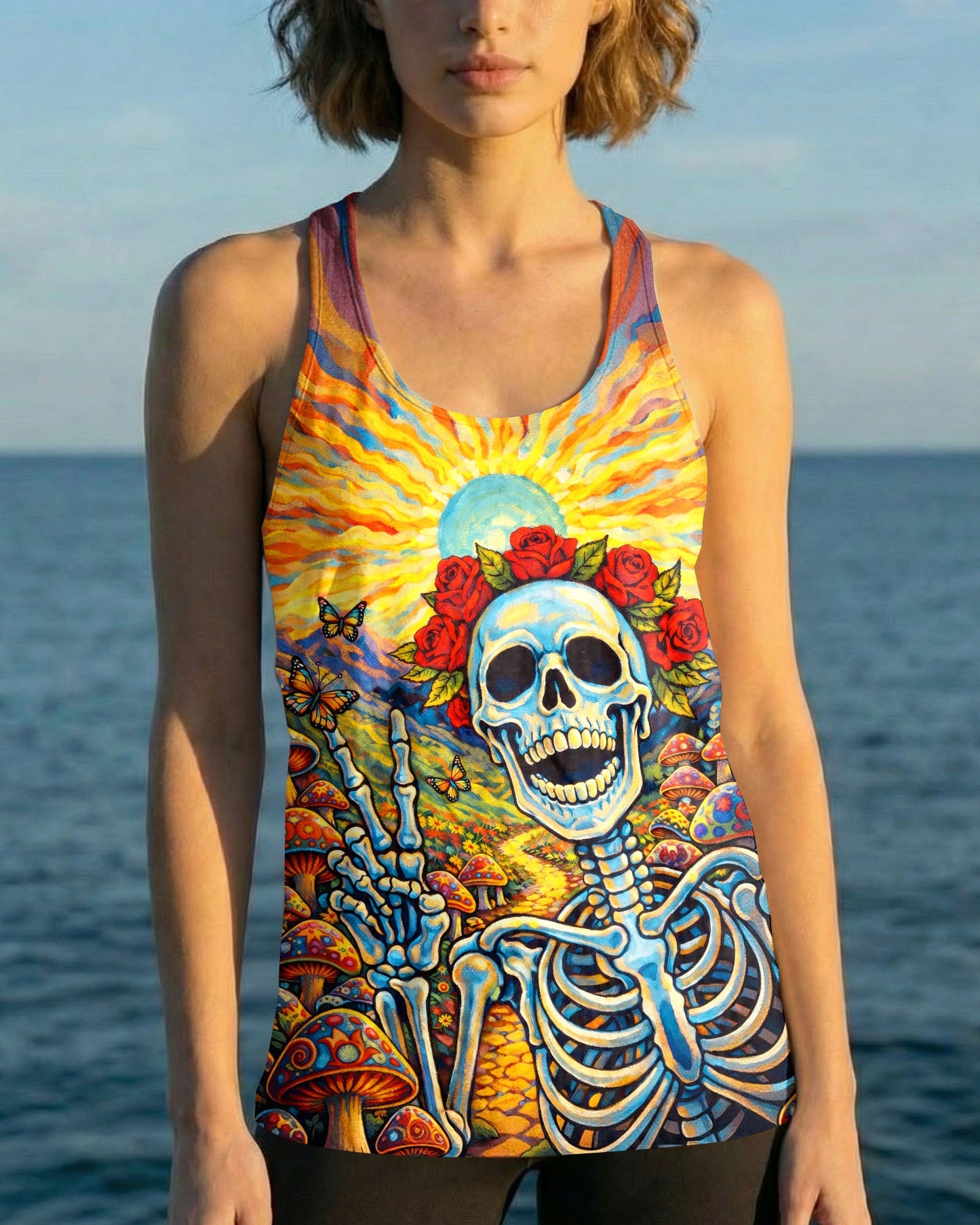 JOYFUL SKELETON SKULL HIPPIE ALL OVER PRINT  - TLHG2004263