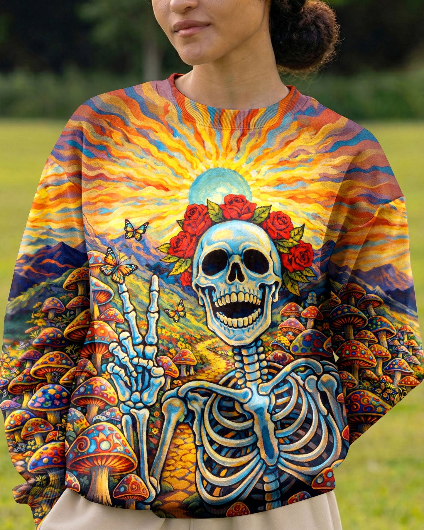 JOYFUL SKELETON SKULL HIPPIE ALL OVER PRINT  - TLHG2004263