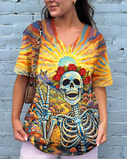 JOYFUL SKELETON SKULL HIPPIE ALL OVER PRINT  - TLHG2004263