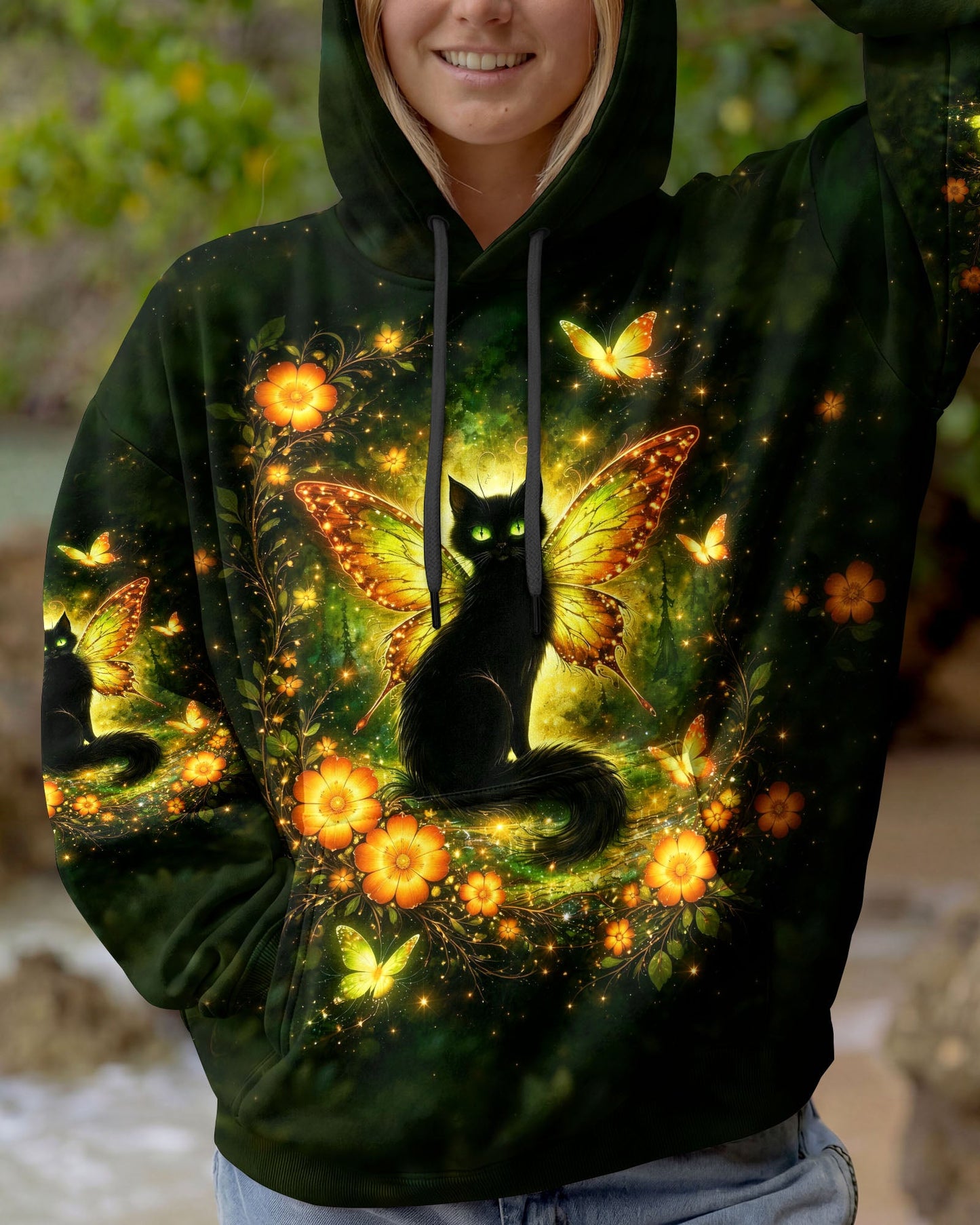 I BELIEVE THERE ARE ANGELS AMONG US BLACK CAT ALL OVER PRINT  - TLHG2104262