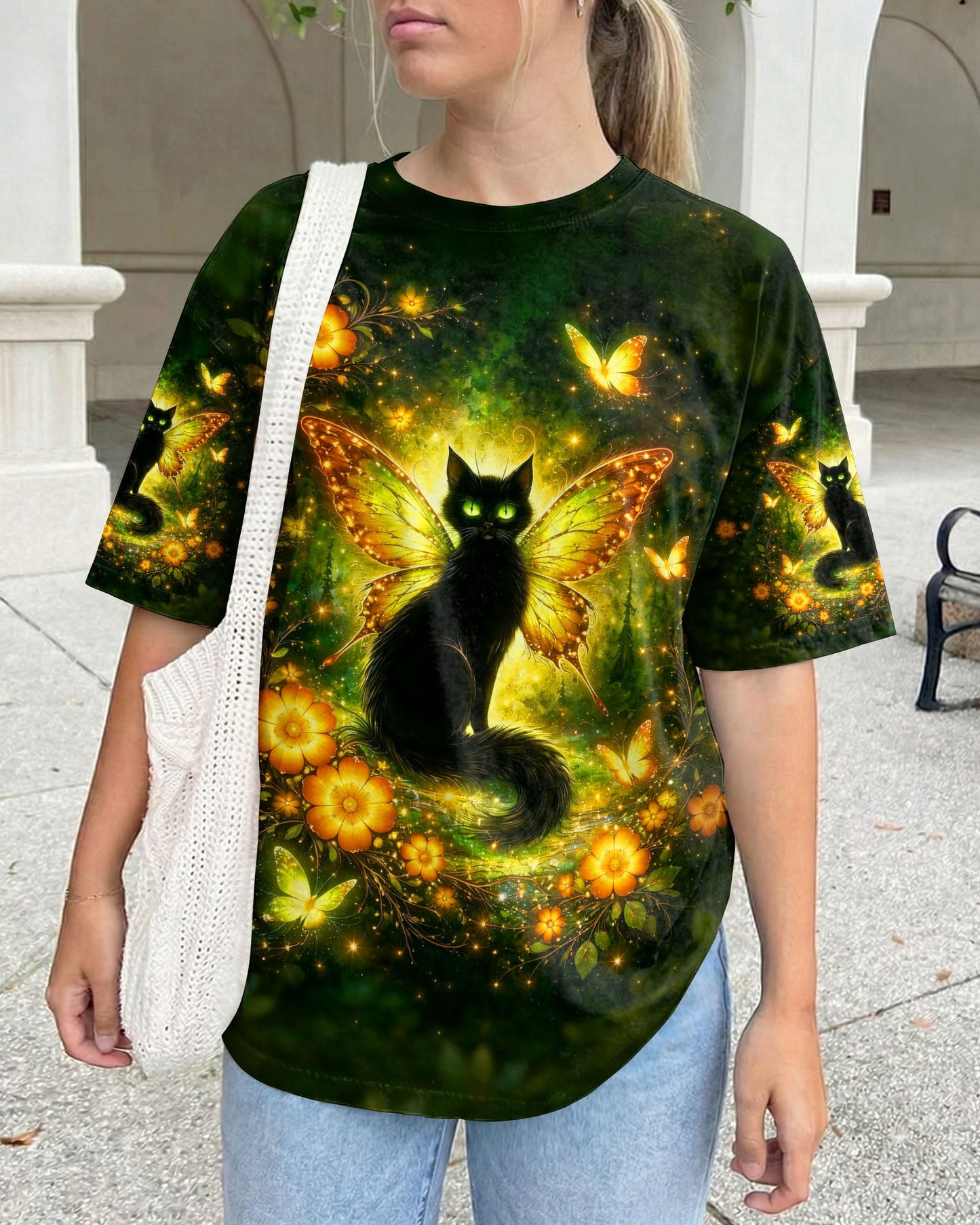 I BELIEVE THERE ARE ANGELS AMONG US BLACK CAT ALL OVER PRINT  - TLHG2104262