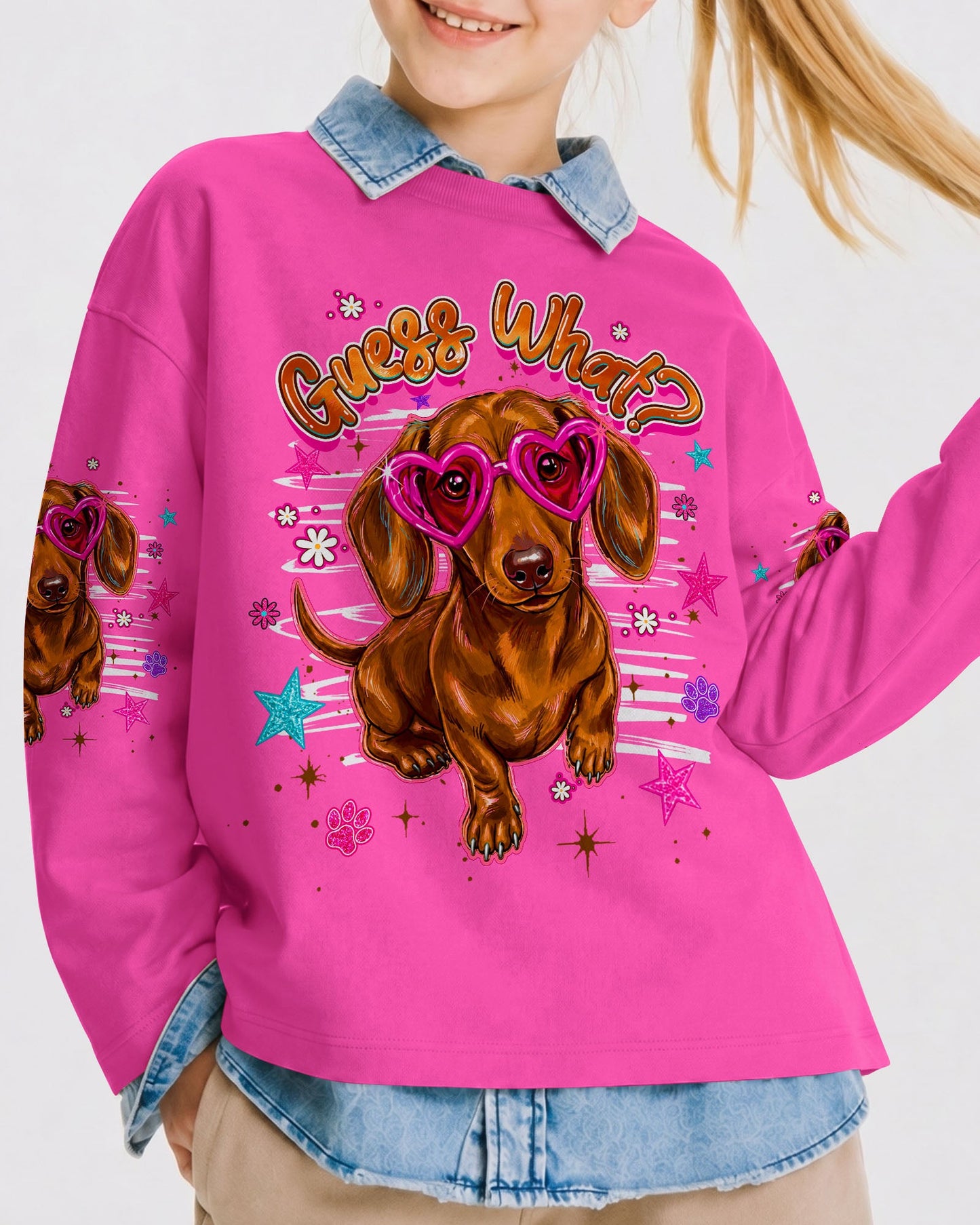 GUESS WHAT DACHSHUND DOG FUNNY KIDS ALL OVER PRINT  - TLHG2205261