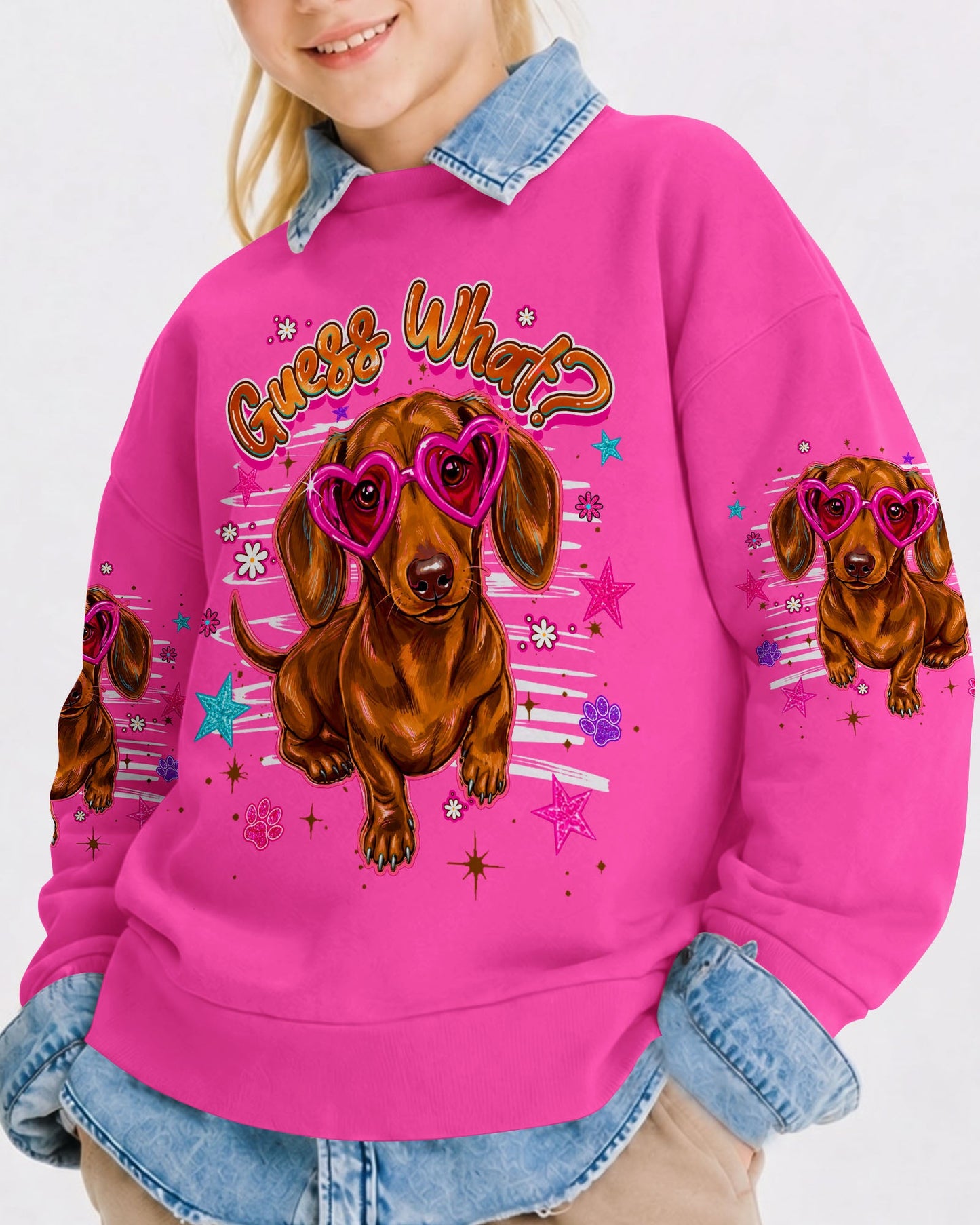 GUESS WHAT DACHSHUND DOG FUNNY KIDS ALL OVER PRINT  - TLHG2205261