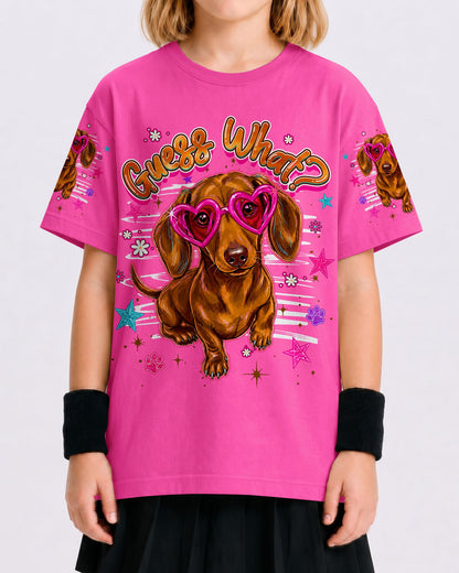 GUESS WHAT DACHSHUND DOG FUNNY KIDS ALL OVER PRINT  - TLHG2205261