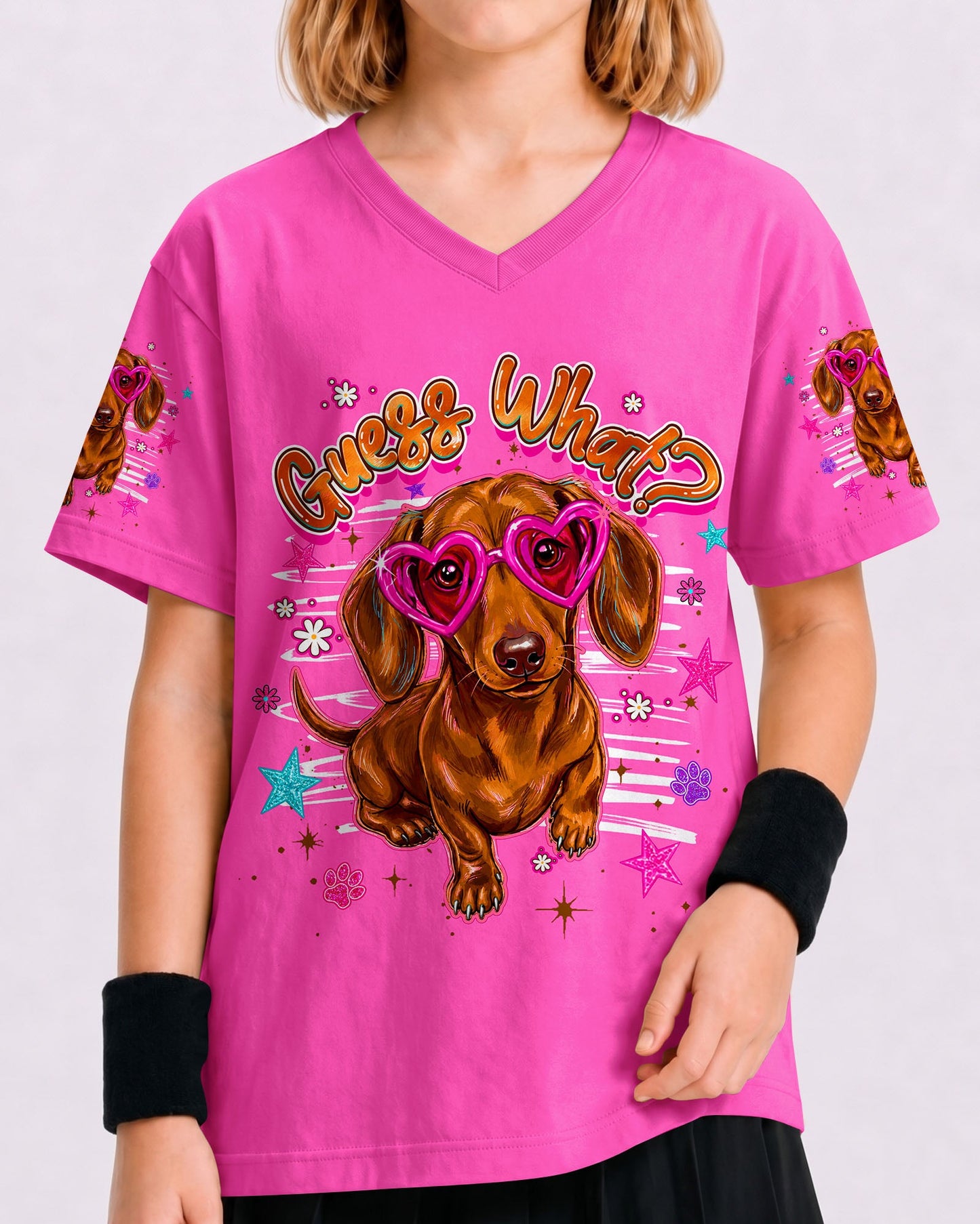GUESS WHAT DACHSHUND DOG FUNNY KIDS ALL OVER PRINT  - TLHG2205261