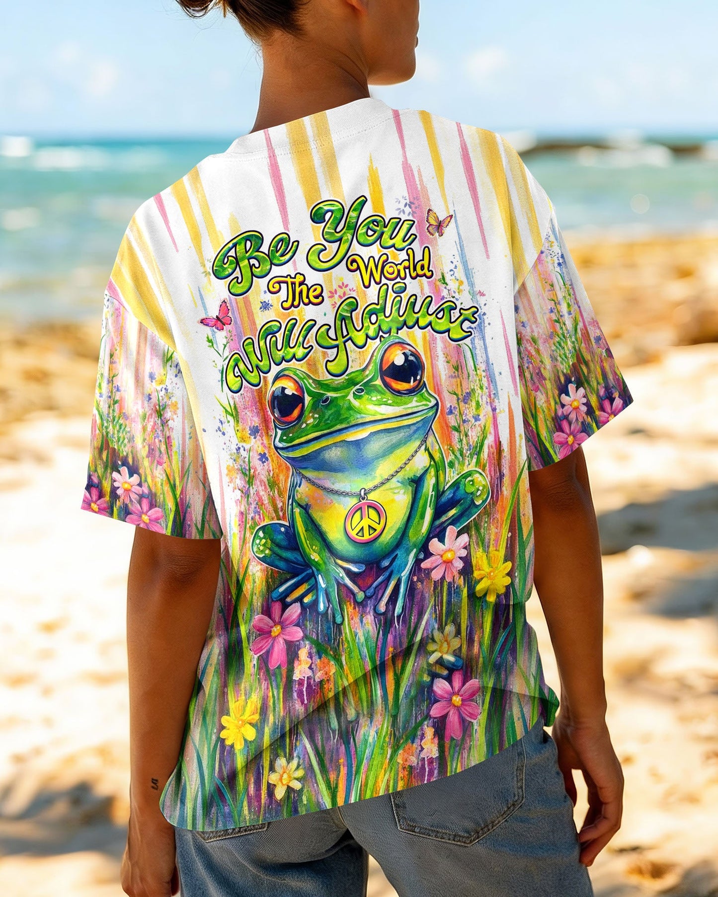 BE YOU THE WORLD WILL ADJUST FROG ALL OVER PRINT - TLHG2404262