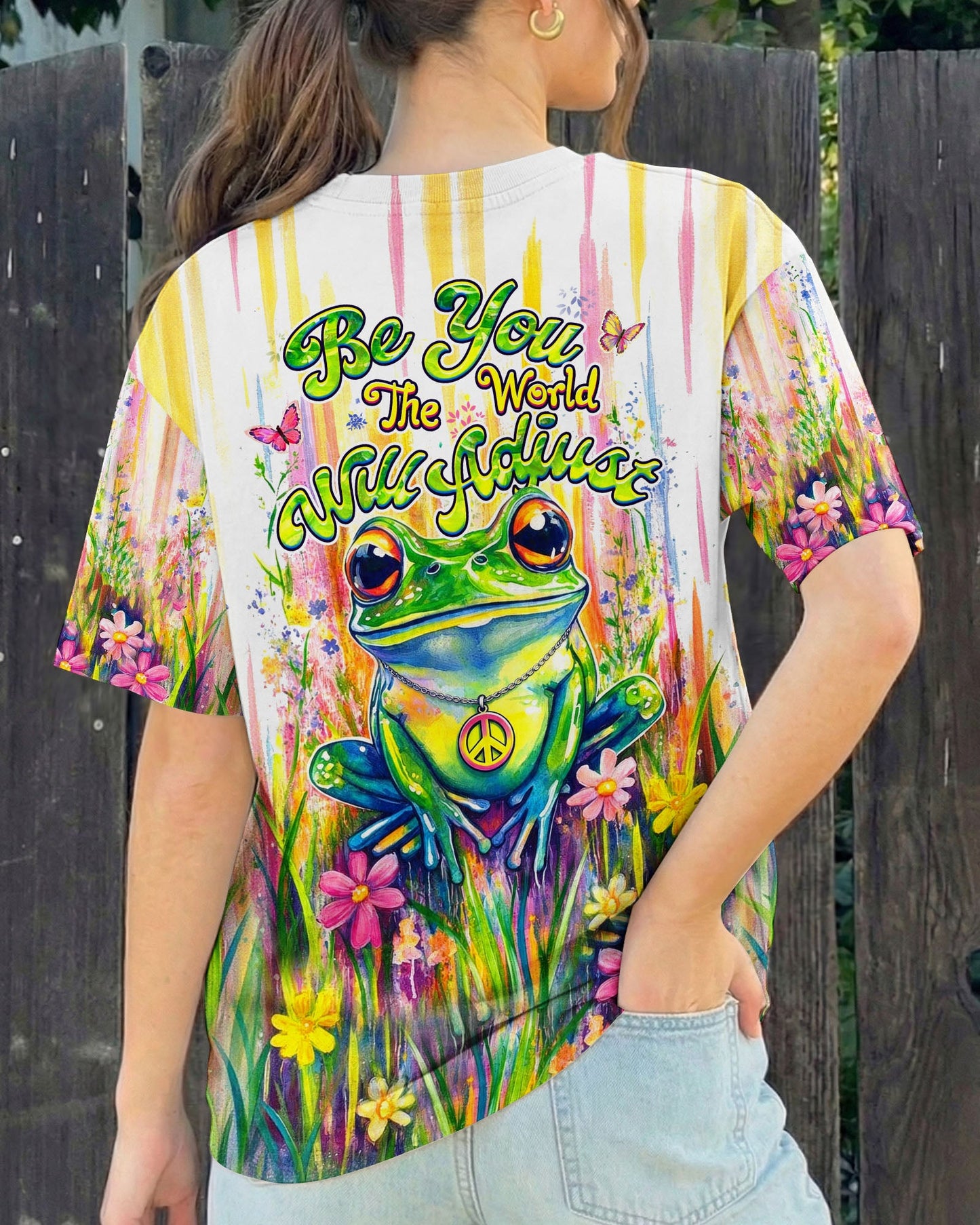 BE YOU THE WORLD WILL ADJUST FROG ALL OVER PRINT - TLHG2404262