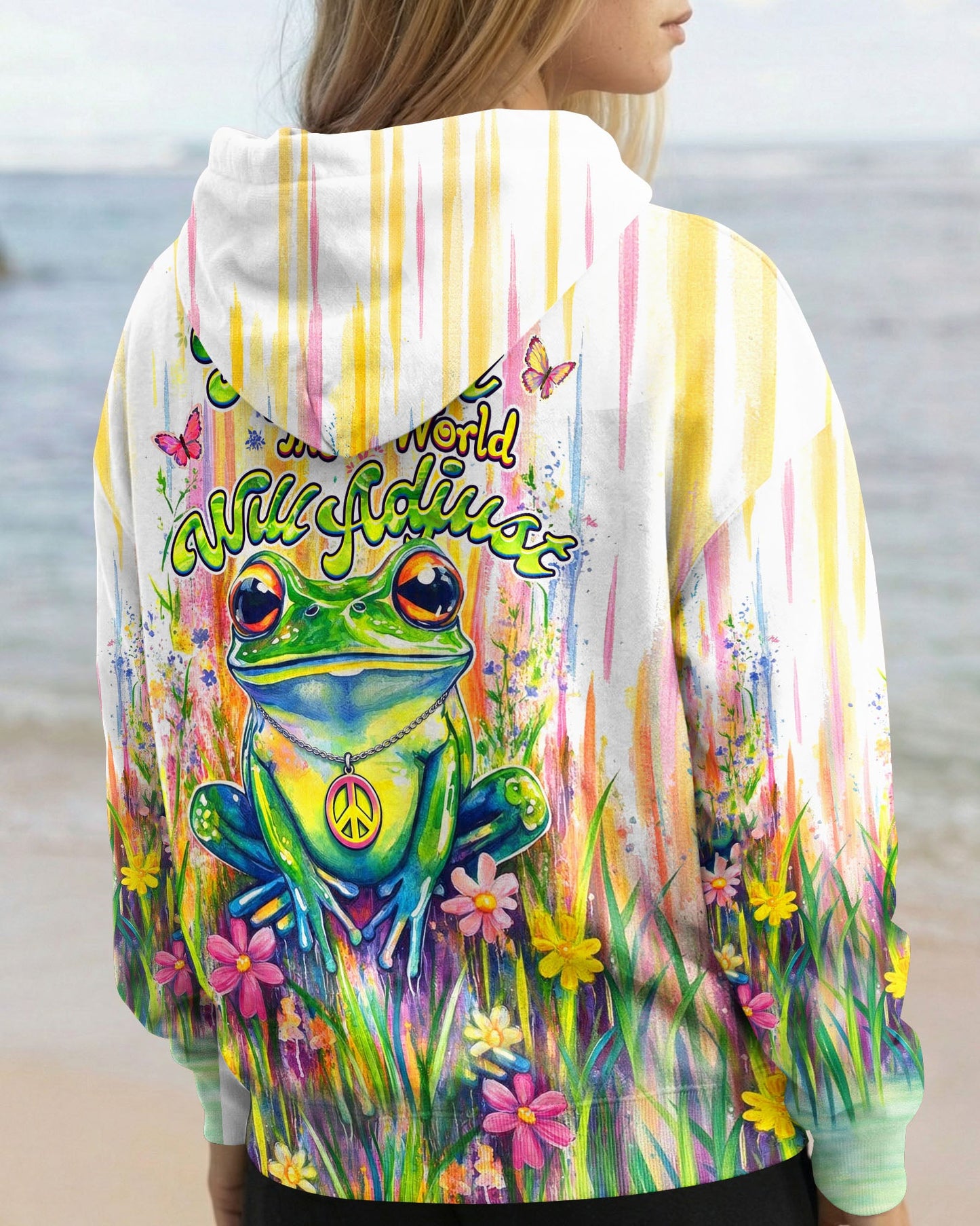 BE YOU THE WORLD WILL ADJUST FROG ALL OVER PRINT - TLHG2404262