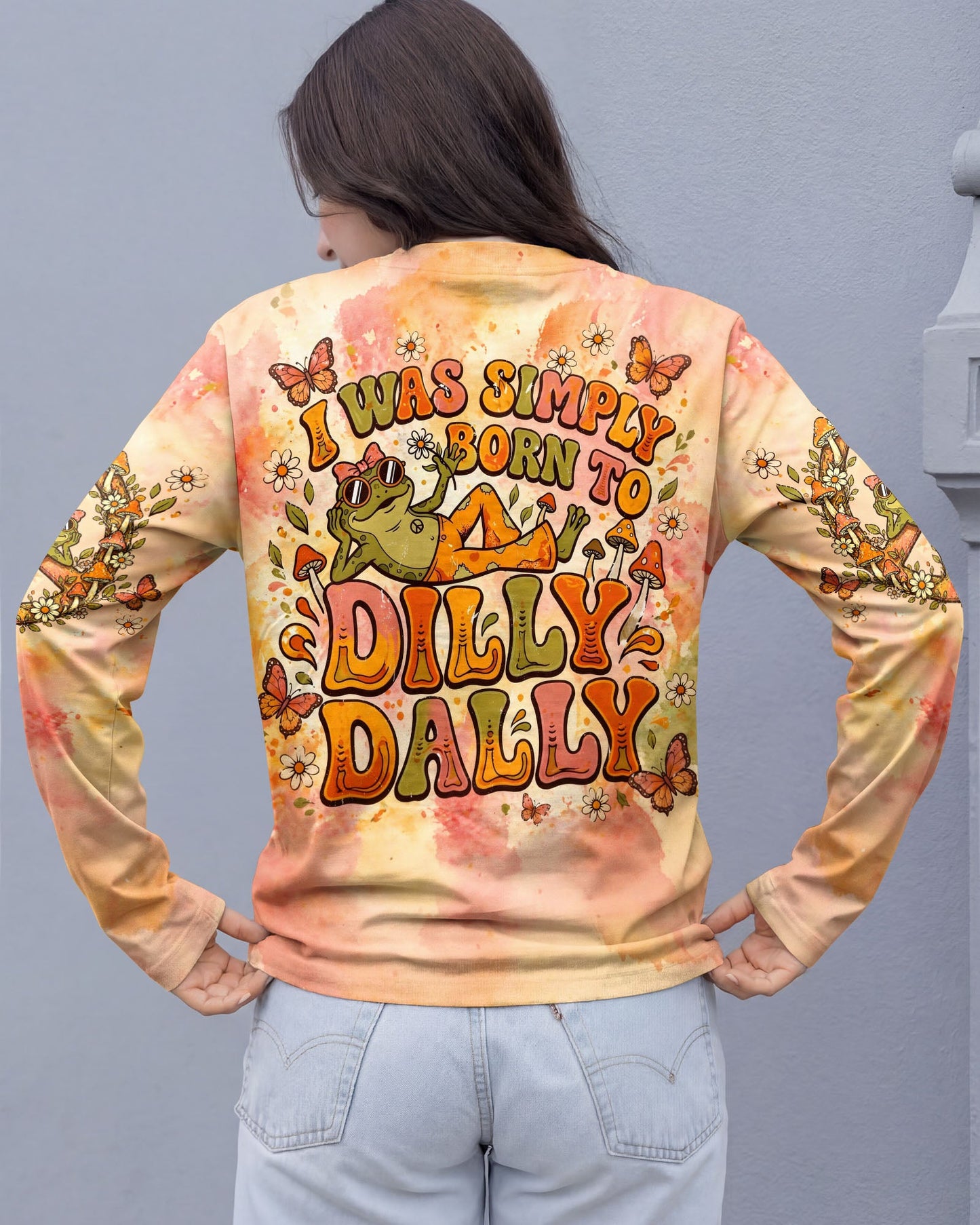 I WAS SIMPLY BORN TO DILLY DALLY FROG ALL OVER PRINT  - TLHG2804261