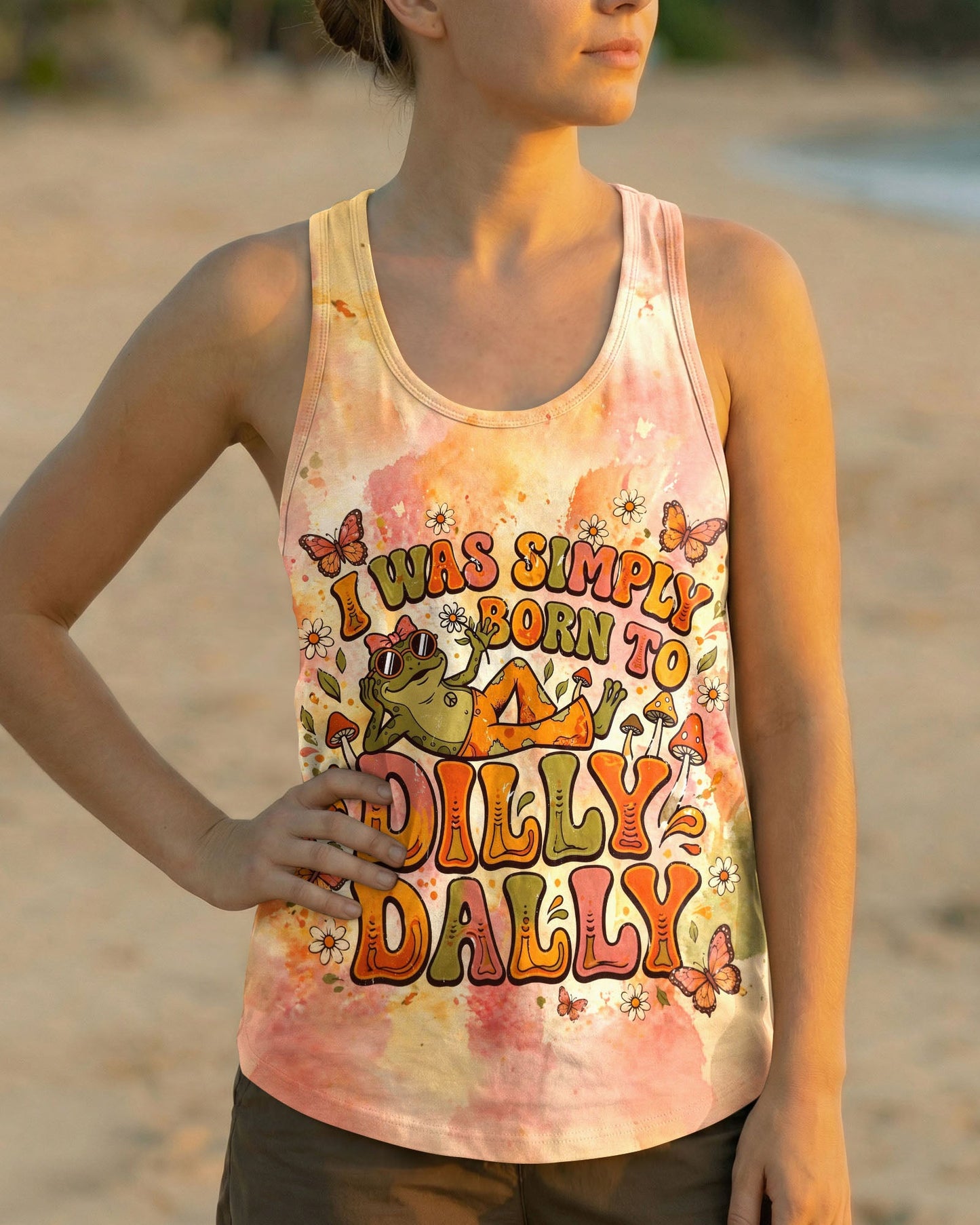 I WAS SIMPLY BORN TO DILLY DALLY FROG ALL OVER PRINT  - TLHG2804261