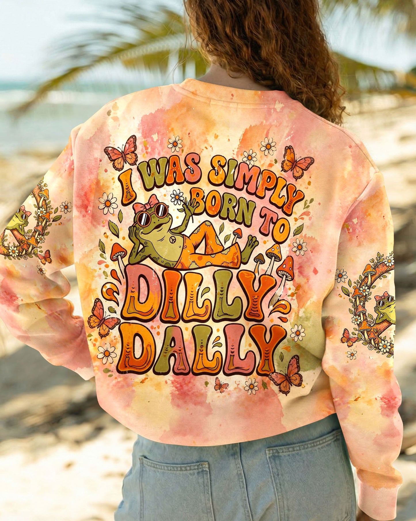 I WAS SIMPLY BORN TO DILLY DALLY FROG ALL OVER PRINT  - TLHG2804261