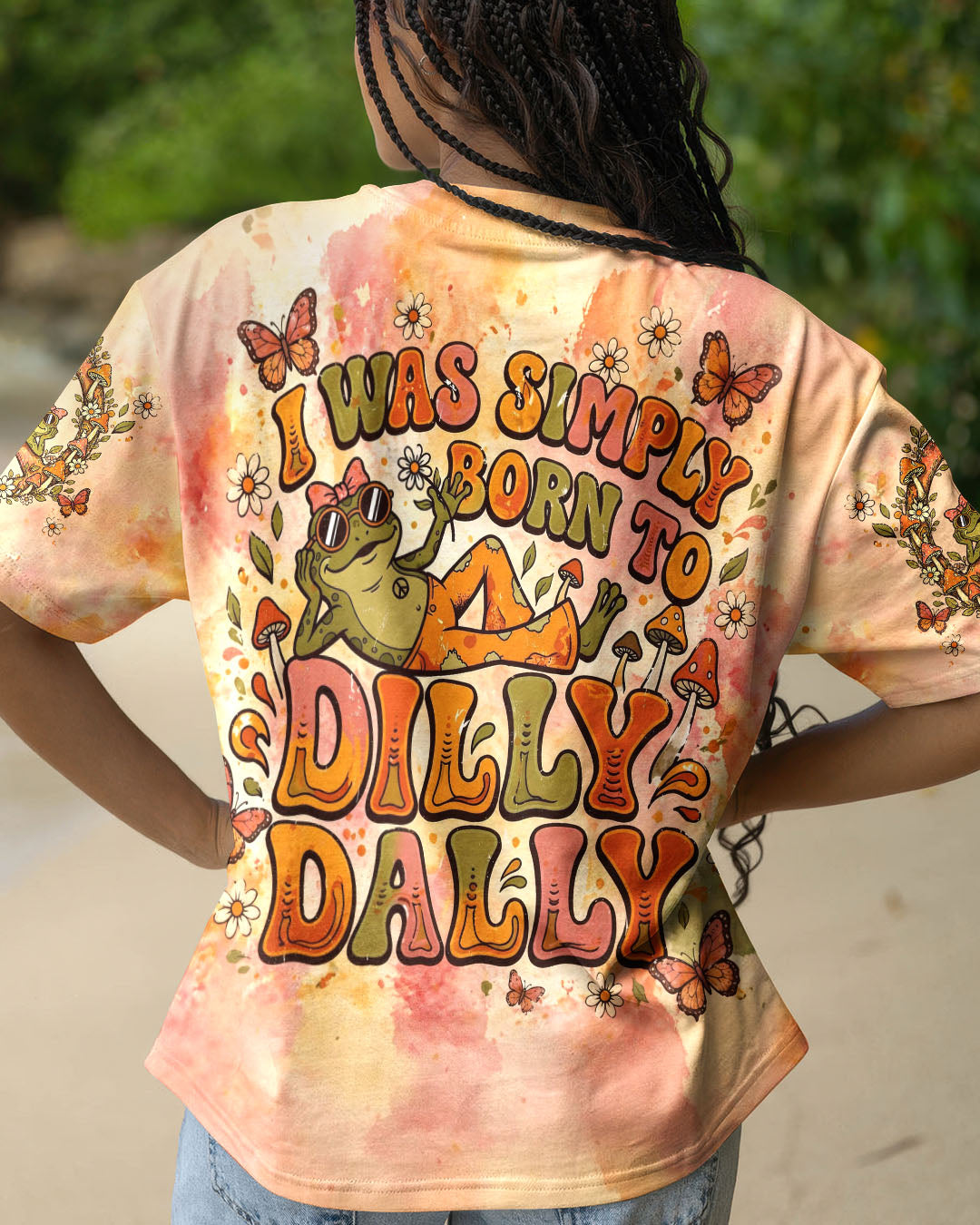I WAS SIMPLY BORN TO DILLY DALLY FROG ALL OVER PRINT  - TLHG2804261