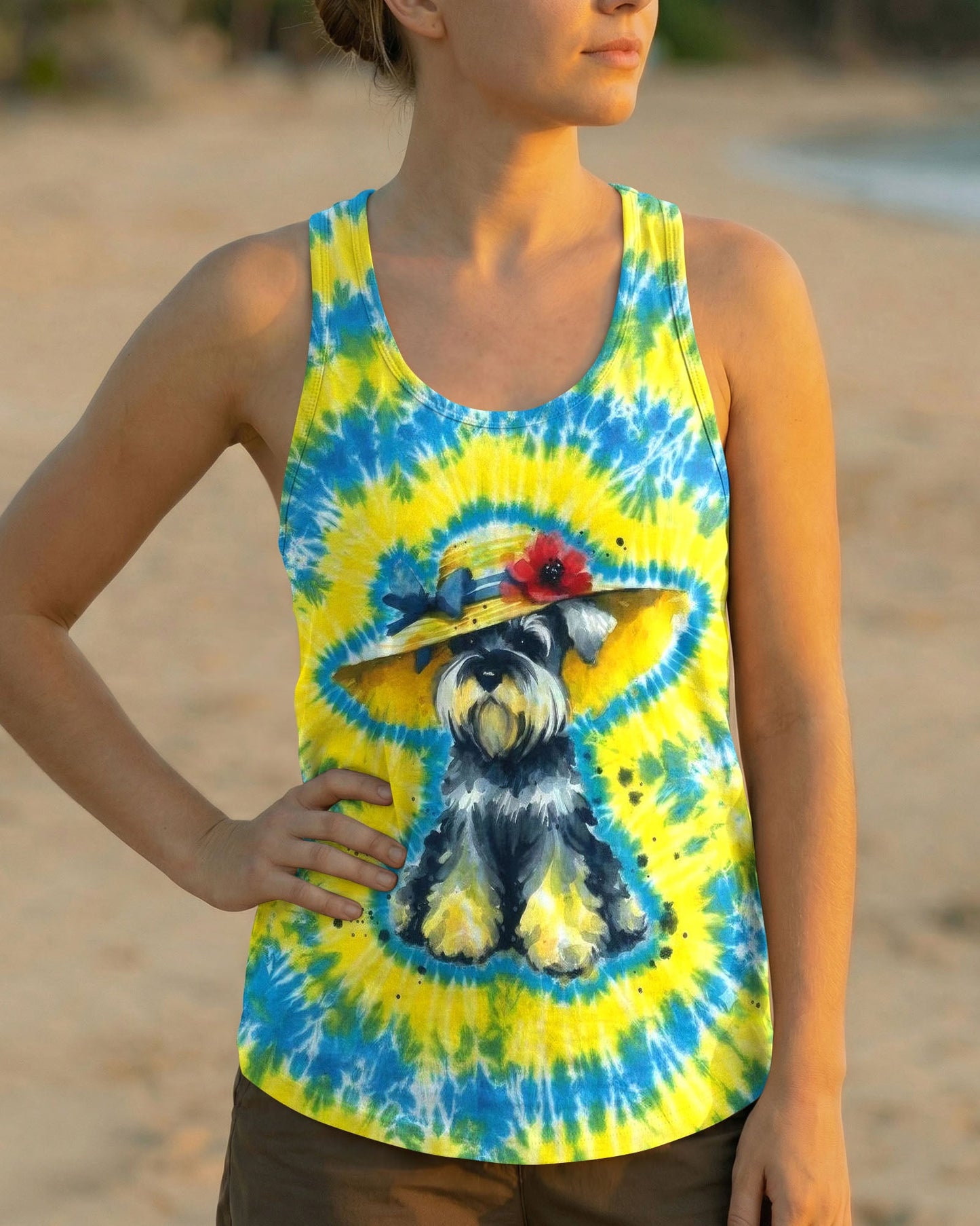 SCHNAUZER DOG YELLOW PATTERN ALL OVER PRINT - TLHG2905263