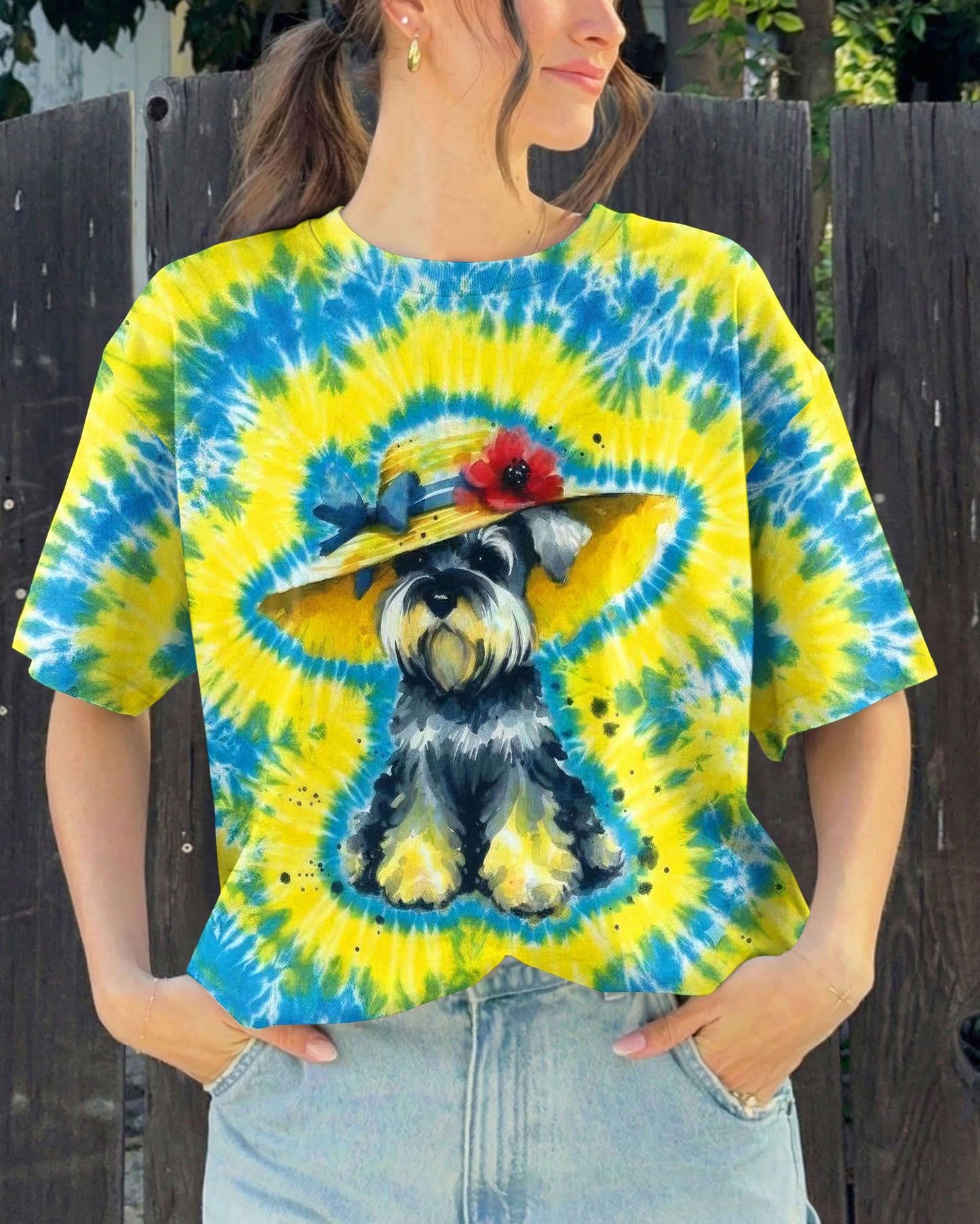 SCHNAUZER DOG YELLOW PATTERN ALL OVER PRINT - TLHG2905263