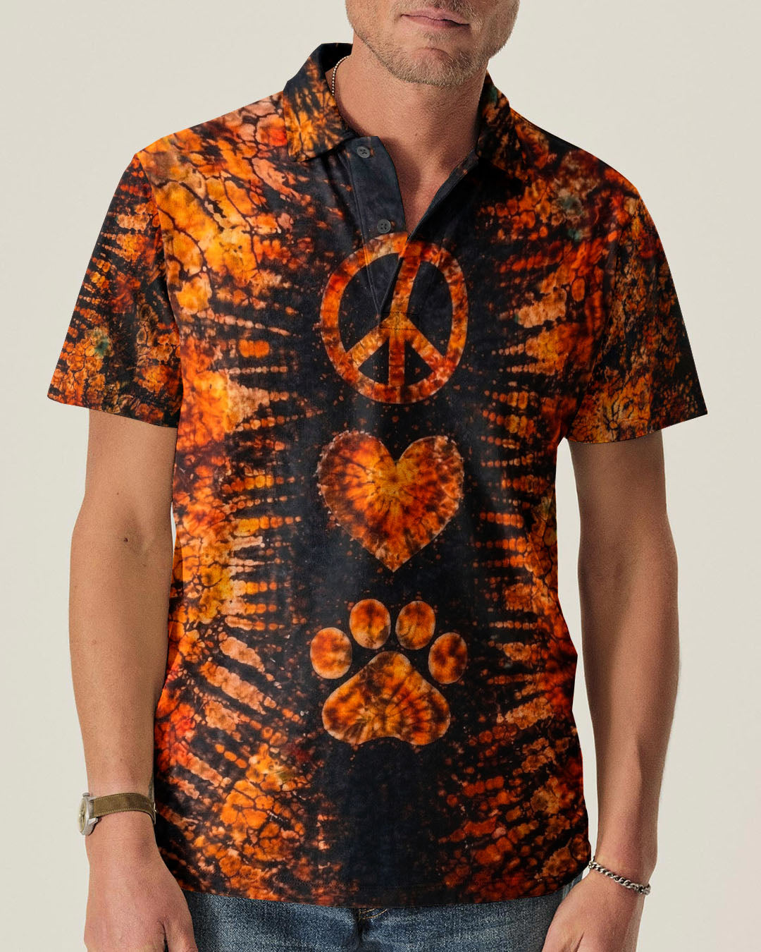 PEACE LOVE PAW PRINT VINTAGE SWIRL ALL OVER PRINT - TLHN0304261