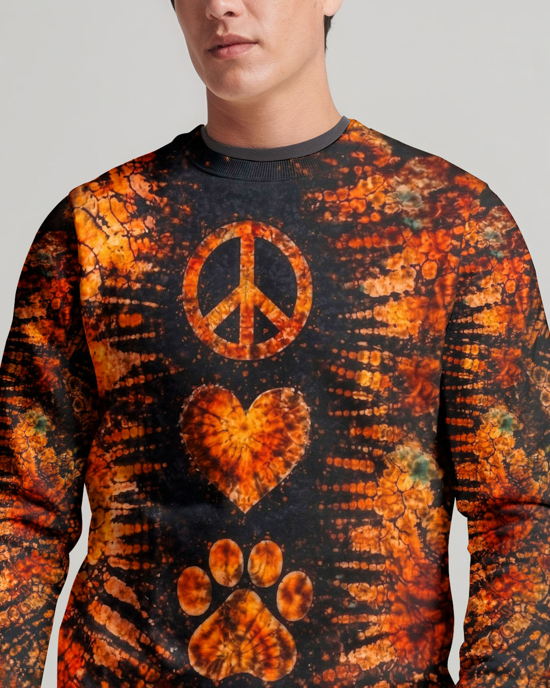 PEACE LOVE PAW PRINT VINTAGE SWIRL ALL OVER PRINT - TLHN0304261