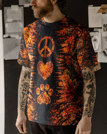 PEACE LOVE PAW PRINT VINTAGE SWIRL ALL OVER PRINT - TLHN0304261
