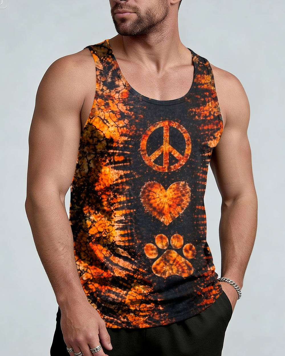 PEACE LOVE PAW PRINT VINTAGE SWIRL ALL OVER PRINT - TLHN0304261