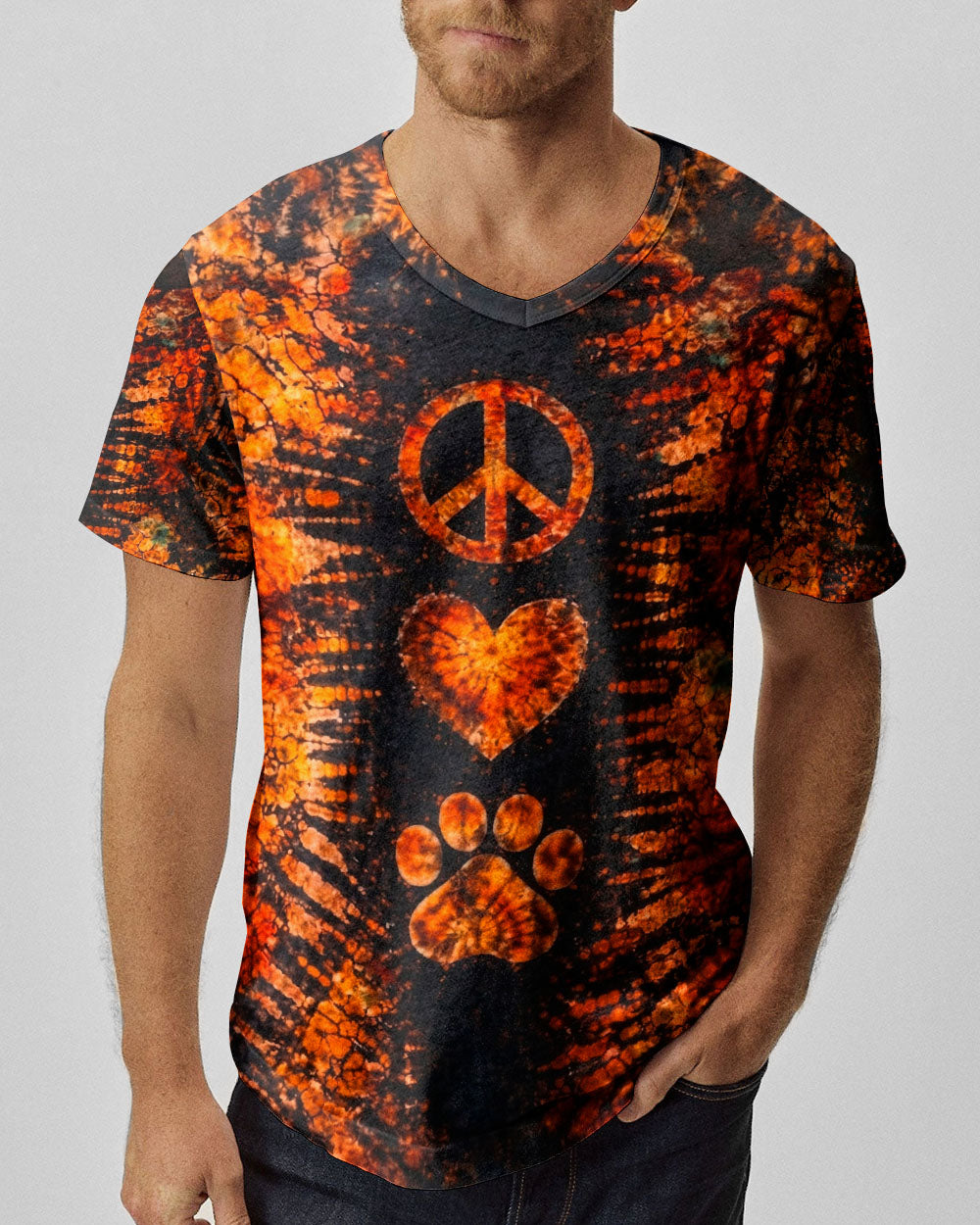 PEACE LOVE PAW PRINT VINTAGE SWIRL ALL OVER PRINT - TLHN0304261