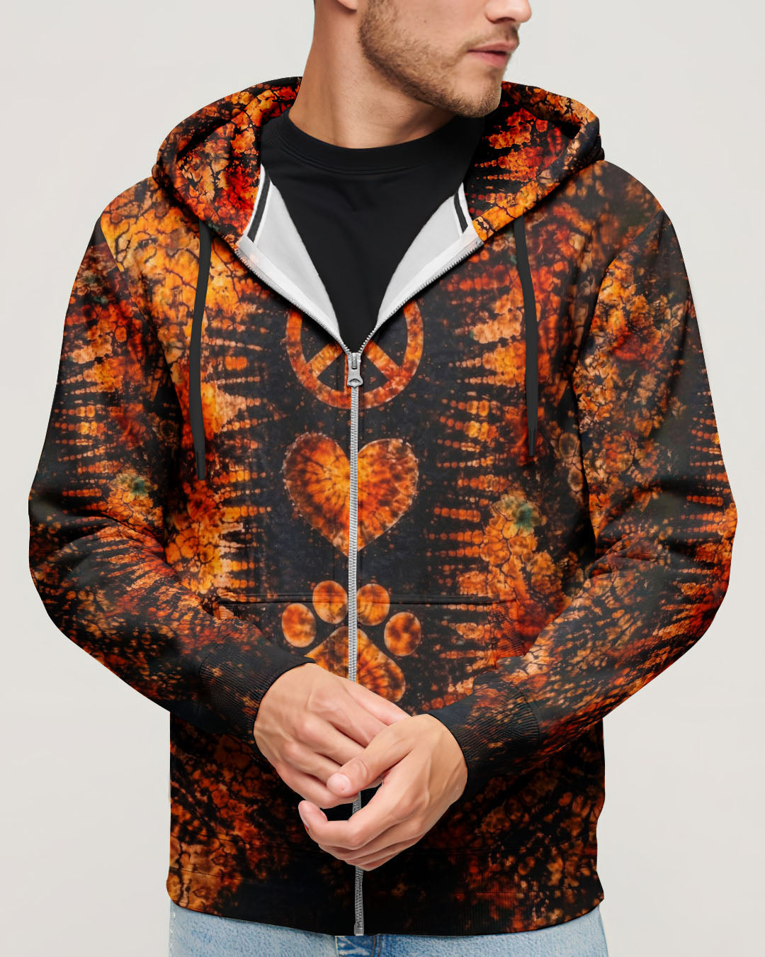 PEACE LOVE PAW PRINT VINTAGE SWIRL ALL OVER PRINT - TLHN0304261