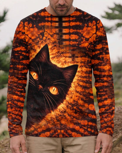 BLACK CAT BLACK & ORANGE SWIRL ALL OVER PRINT - TLHN0604261