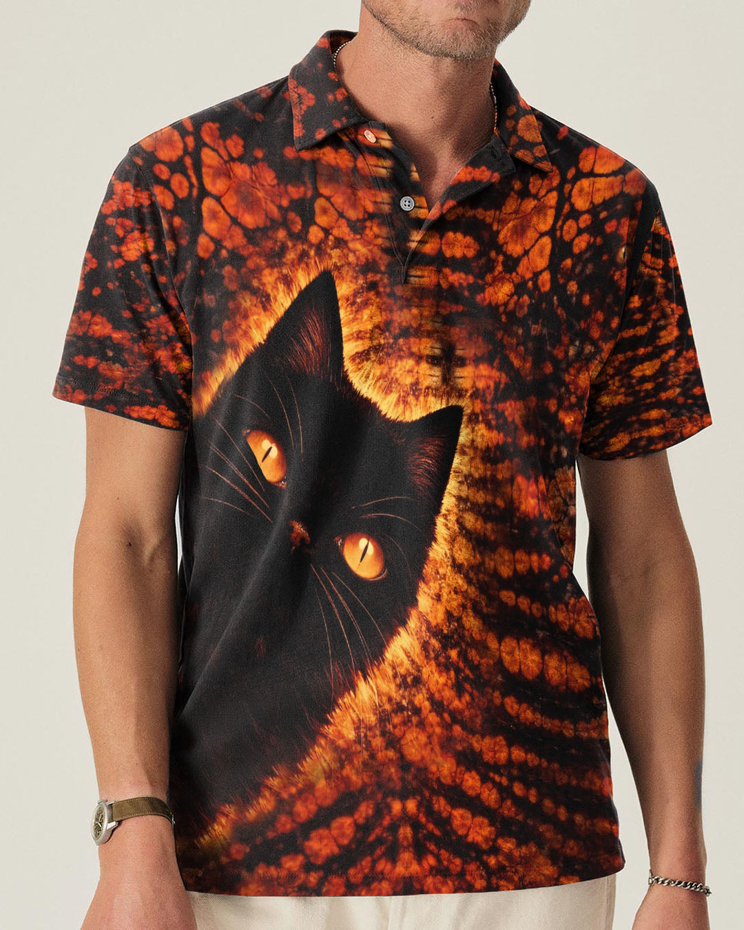 BLACK CAT BLACK & ORANGE SWIRL ALL OVER PRINT - TLHN0604261