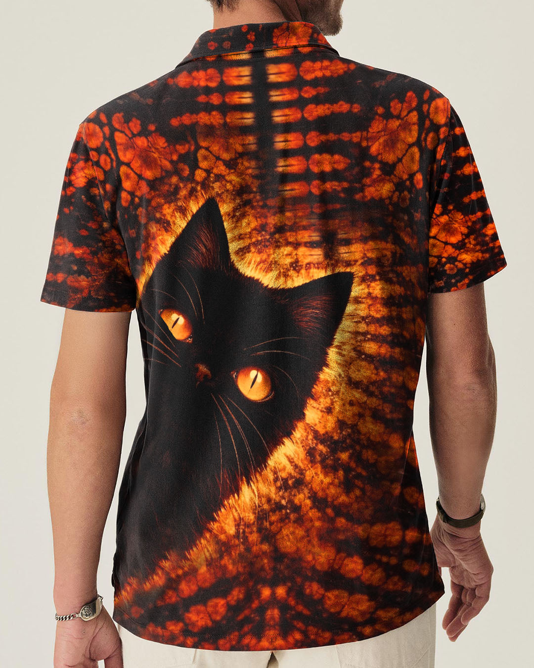 BLACK CAT BLACK & ORANGE SWIRL ALL OVER PRINT - TLHN0604261