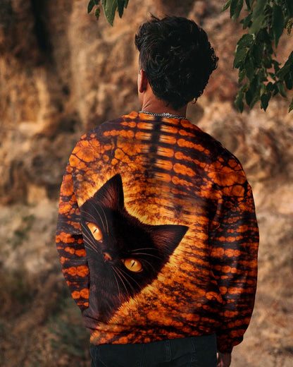 BLACK CAT BLACK & ORANGE SWIRL ALL OVER PRINT - TLHN0604261