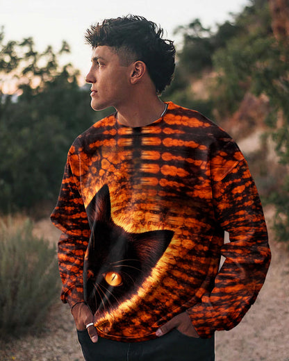 BLACK CAT BLACK & ORANGE SWIRL ALL OVER PRINT - TLHN0604261