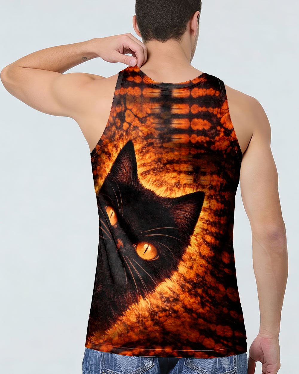 BLACK CAT BLACK & ORANGE SWIRL ALL OVER PRINT - TLHN0604261