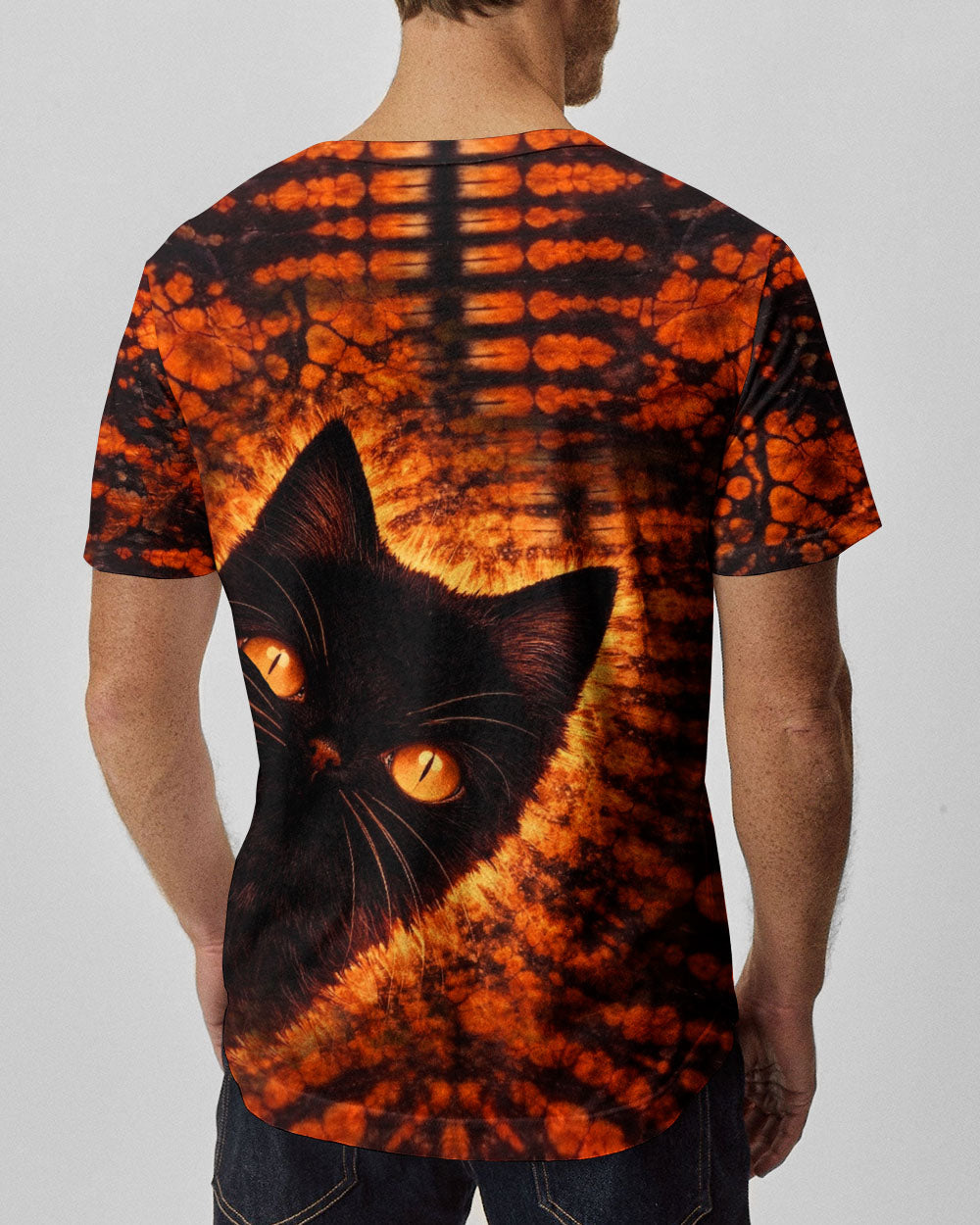 BLACK CAT BLACK & ORANGE SWIRL ALL OVER PRINT - TLHN0604261